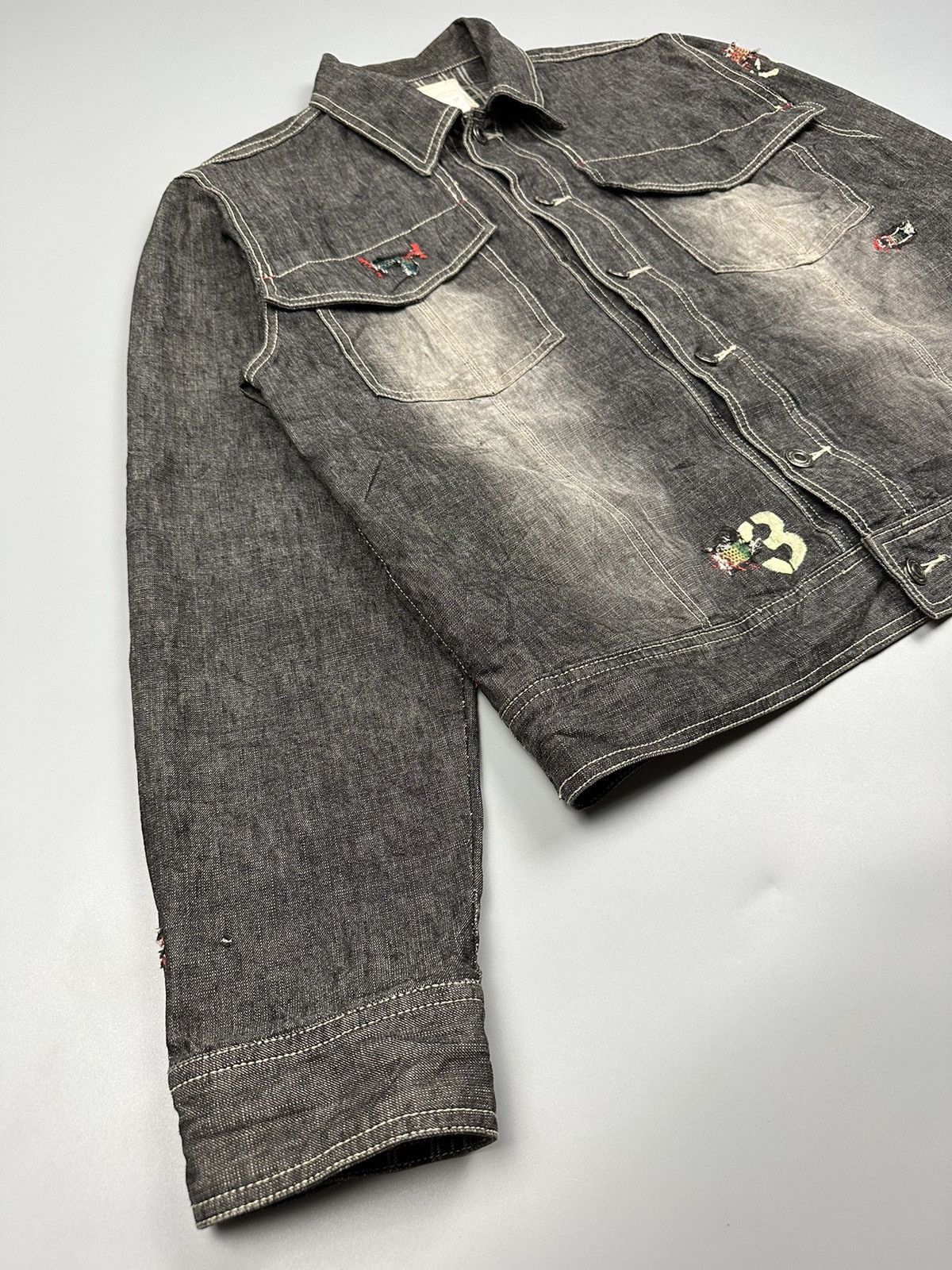 Japanese Brand Distressed K Company Sashiko Boro Denim Jacket Size US L / EU 52-54 / 3 - 3 Thumbnail