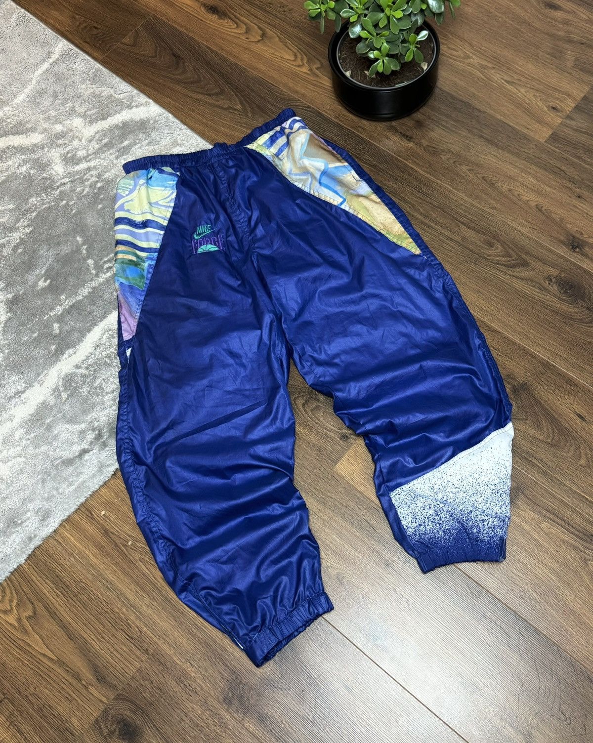 90s Nike Air Force Vintage Full Print Nylon Joggers Pants