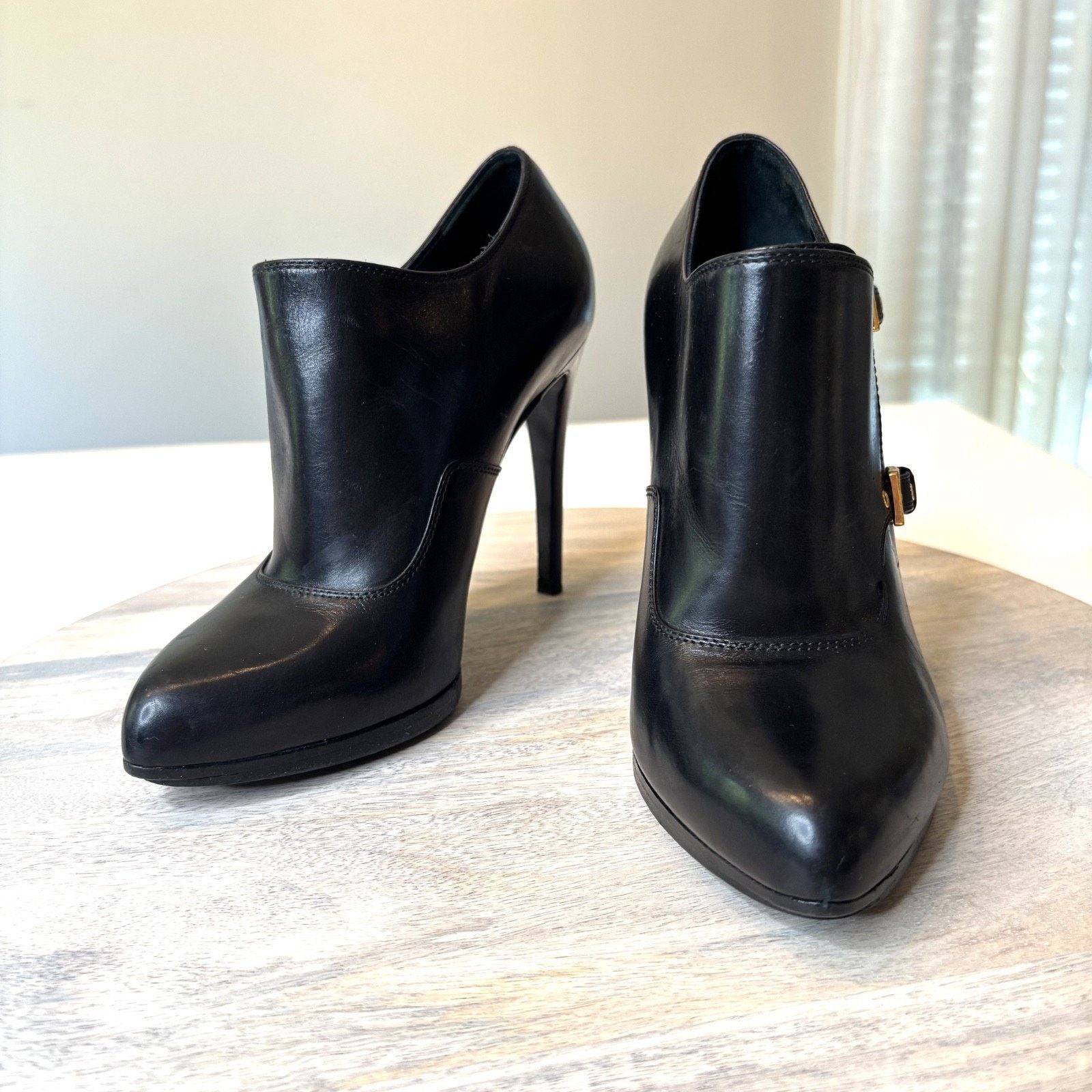 Tom Ford Tom Ford Black Leather High Heel Booties EU Sz 37 US 6.5 Size US 6.5 / IT 36.5 - 3 Thumbnail