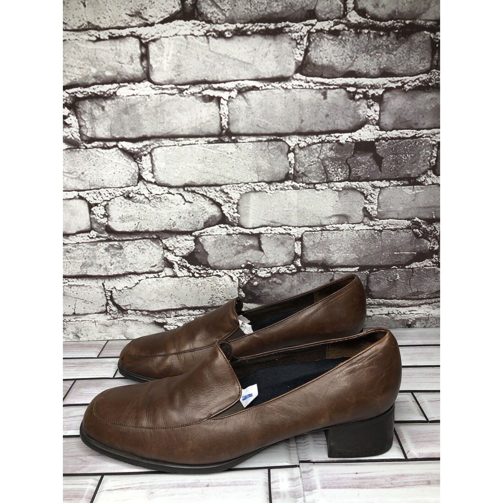 Other Munro American Brown Leather Slip On Square Toe Heel Loafers Size US 10 / IT 40 - 9 Thumbnail
