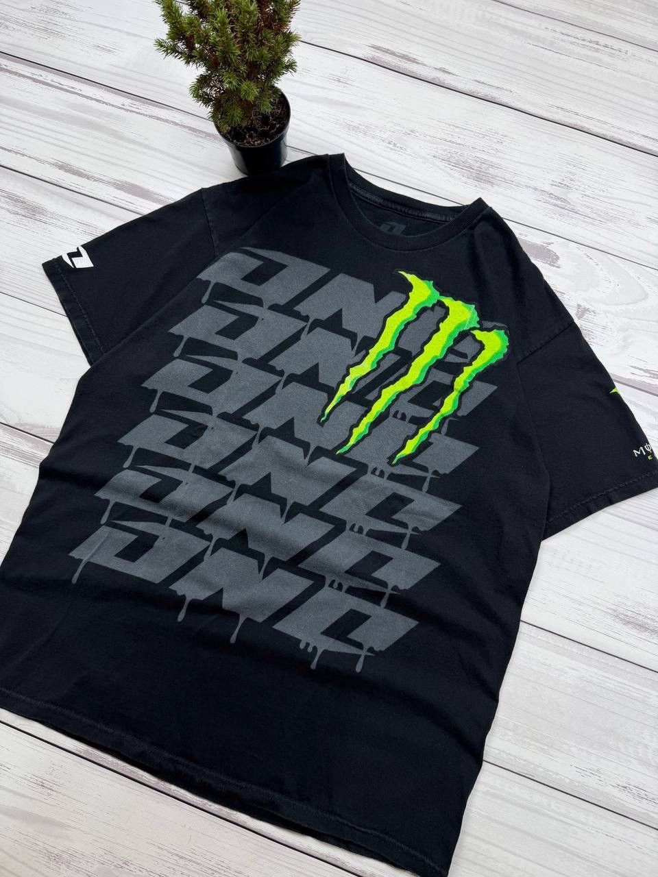 Fruit Of The Loom 2000s Monster Energy ONO Drip Graphic Grey T Shirt Size US L / EU 52-54 / 3 - 2 Thumbnail