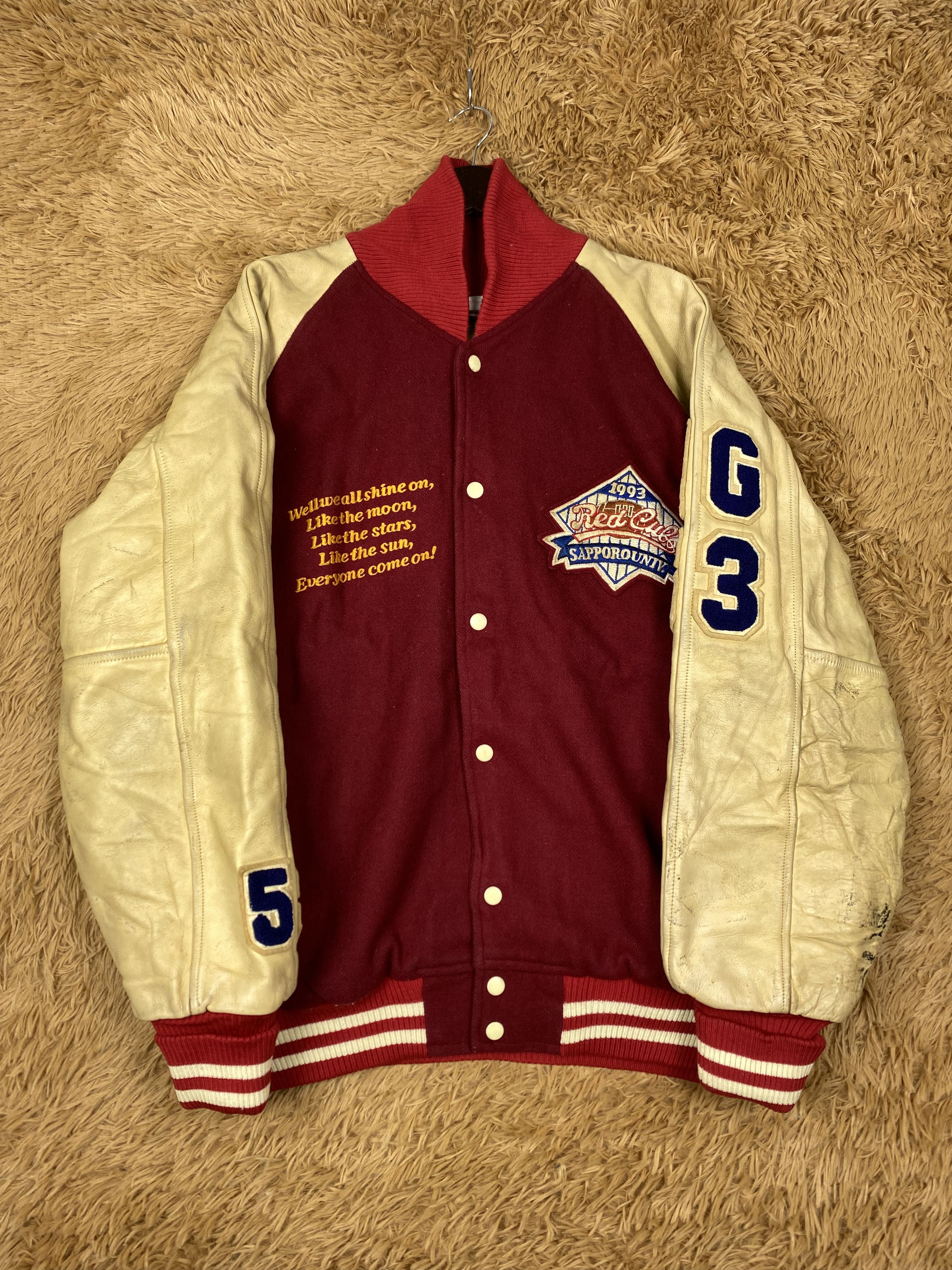 Japanese Brand Vintage Winds Club Leather Sleeve Varsity Jacket DJ0479 Size US L / EU 52-54 / 3 - 4 Thumbnail