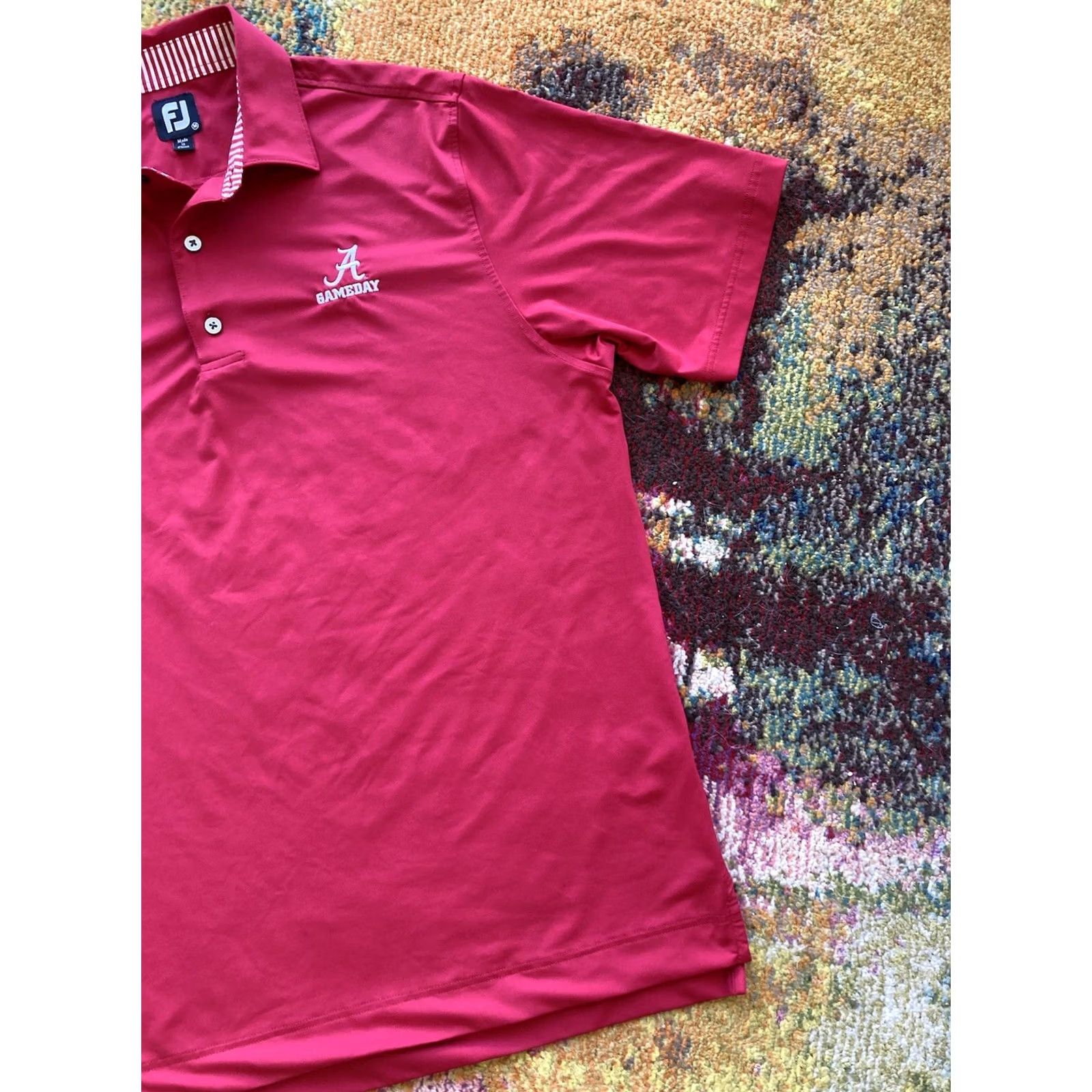 Footjoy FootJoy University of Alabama Crimson Tide Performance Polo Shirt Mens Medium Red Polyester Spandex Golf Breathable Logo Shirt Size US M / EU 48-50 / 2 - 3 Thumbnail