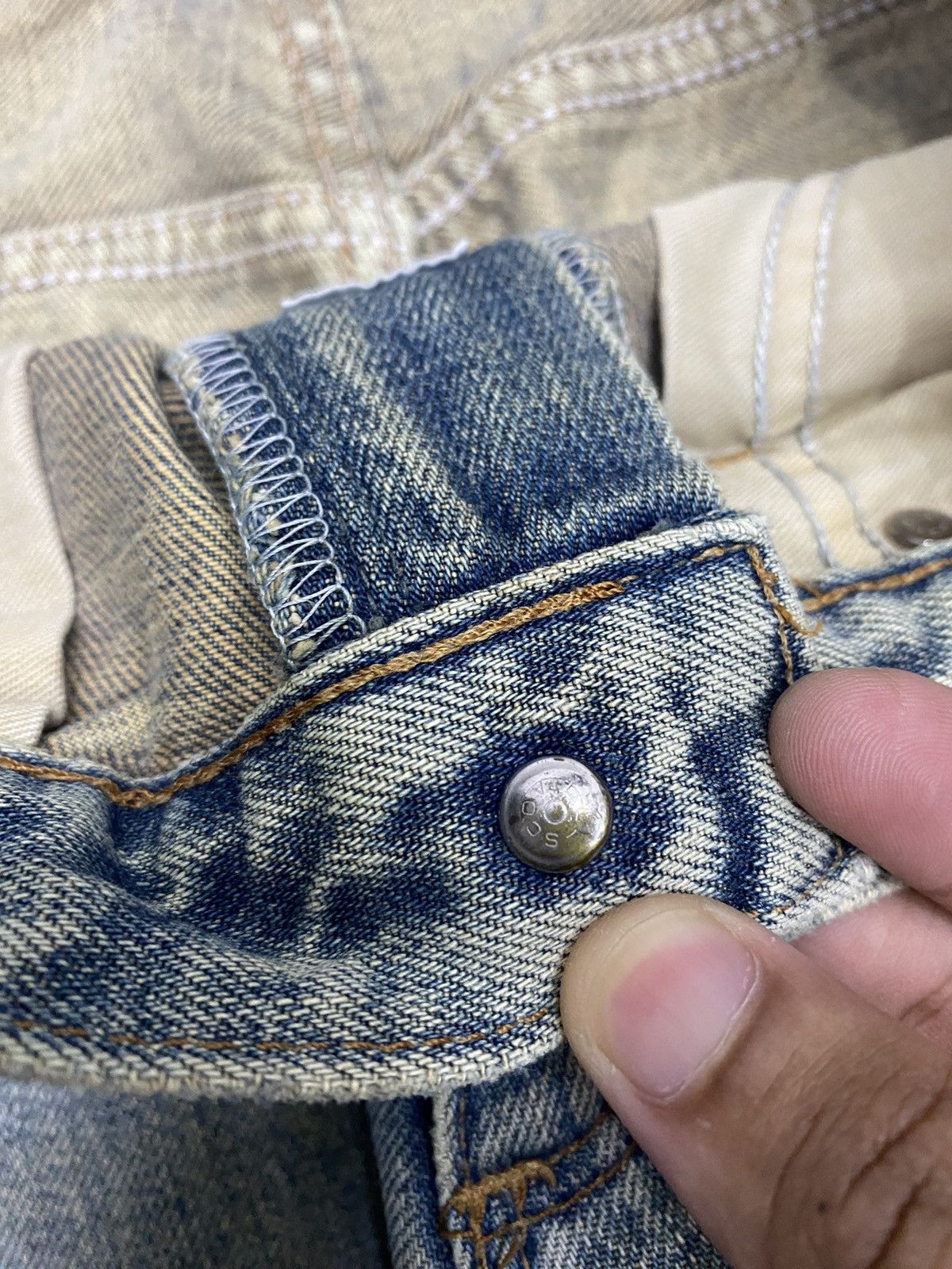 Kapital SELVEDGE DENIM BAGGY WRANGLER 80s FADED DISTRESSED DENIM Size US 27 - 11 Thumbnail