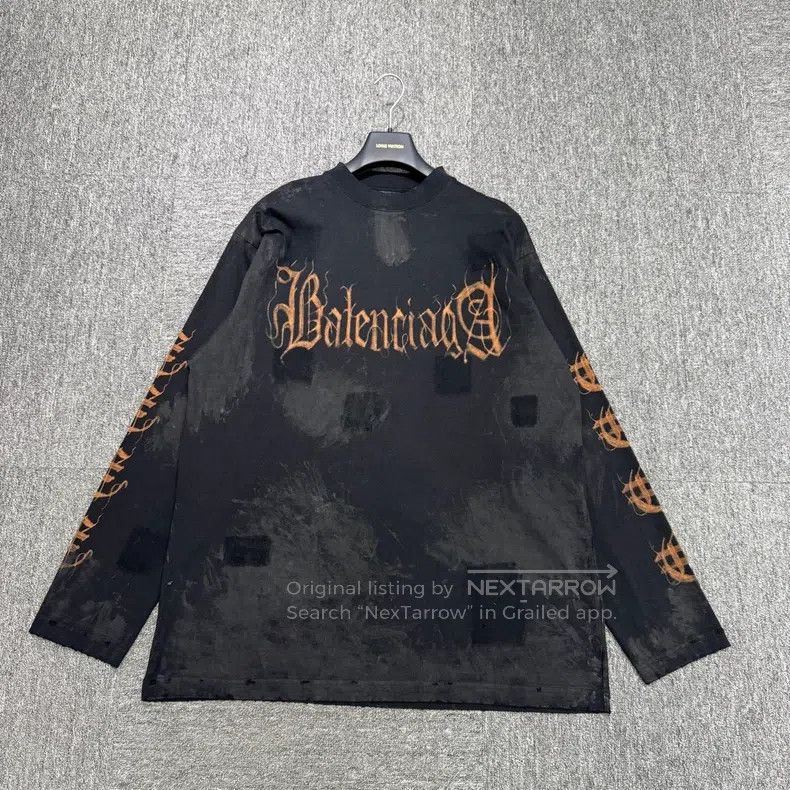 Balenciaga Balenciaga Buddhist Alphabet Distressed Destroyed Shirt Size US S / EU 44-46 / 1 - 1 Thumbnail