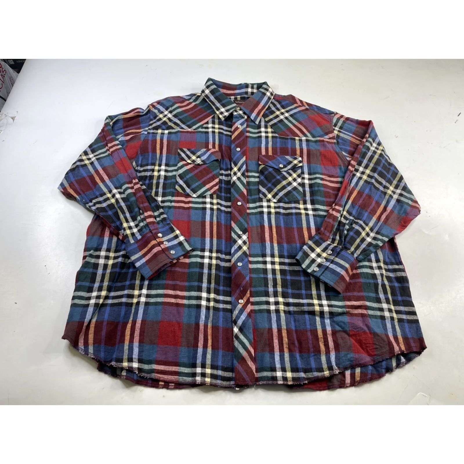 Wrangler Wrangler Mens 3XB Plaid Pearl Snap Western Long Sleeve Flannel Button Shirt Big & Tall Blue Cotton Button-Up Western Shirt Mens 3XB X-Large? Size US XXL / EU 58 / 5 - 3 Thumbnail