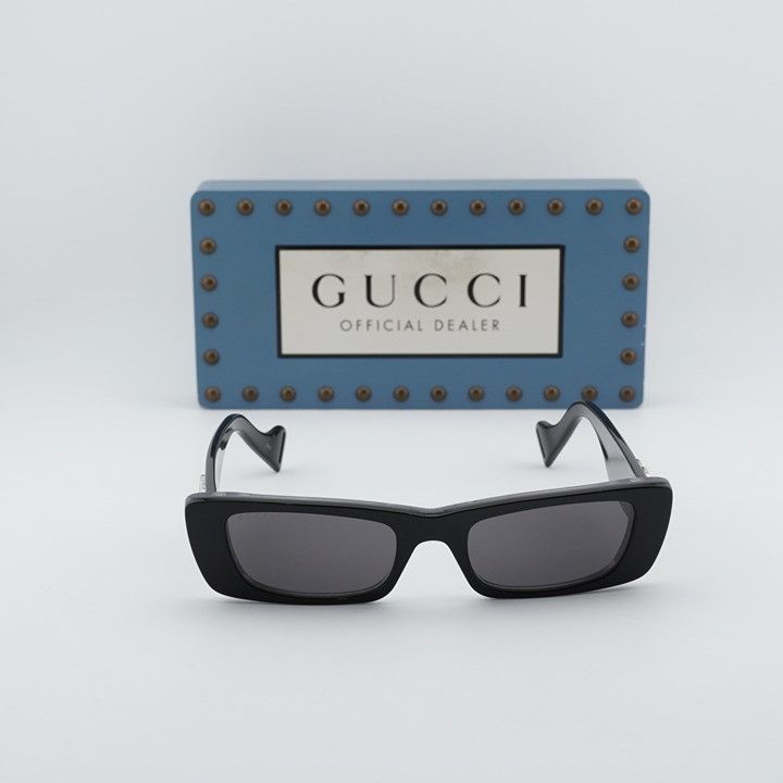 Gucci Gucci GG0516S 018 Sunglasses Black Rectangle Frame, Grey Size ONE SIZE - 2 Thumbnail