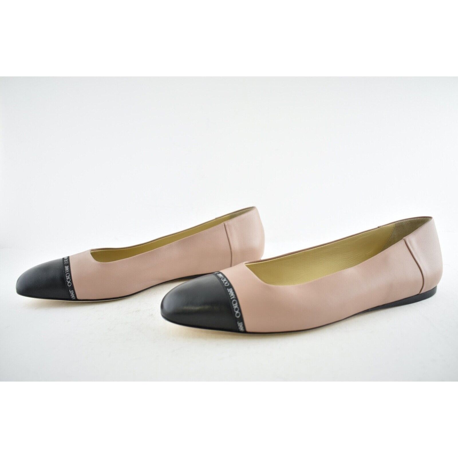 Jimmy Choo Jimmy Choo Watson Black Ballet Pink Leather Logo Slip On Size US 9.5 / IT 39.5 - 10 Thumbnail
