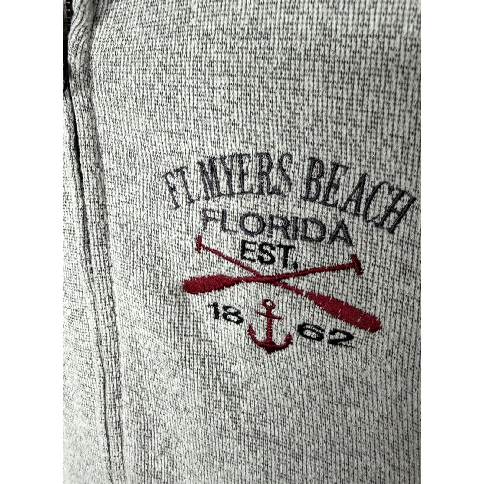 Vintage Racwear Sweatshirt Full Zip Jacket 2XL Men Ft Myers Beach Logo Gray Size US XXL / EU 58 / 5 - 4 Thumbnail