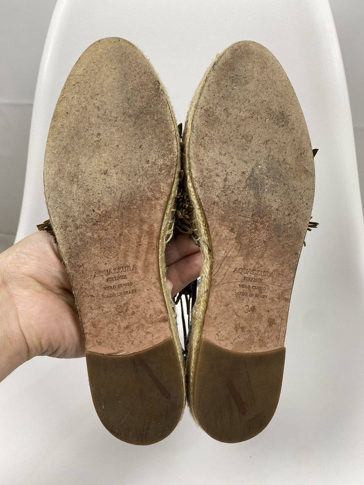 Aquazzura Aquazzura Pocahontas Fringed Suede Lace-Up Espadrille Flats Size US 7 / IT 37 - 7 Thumbnail