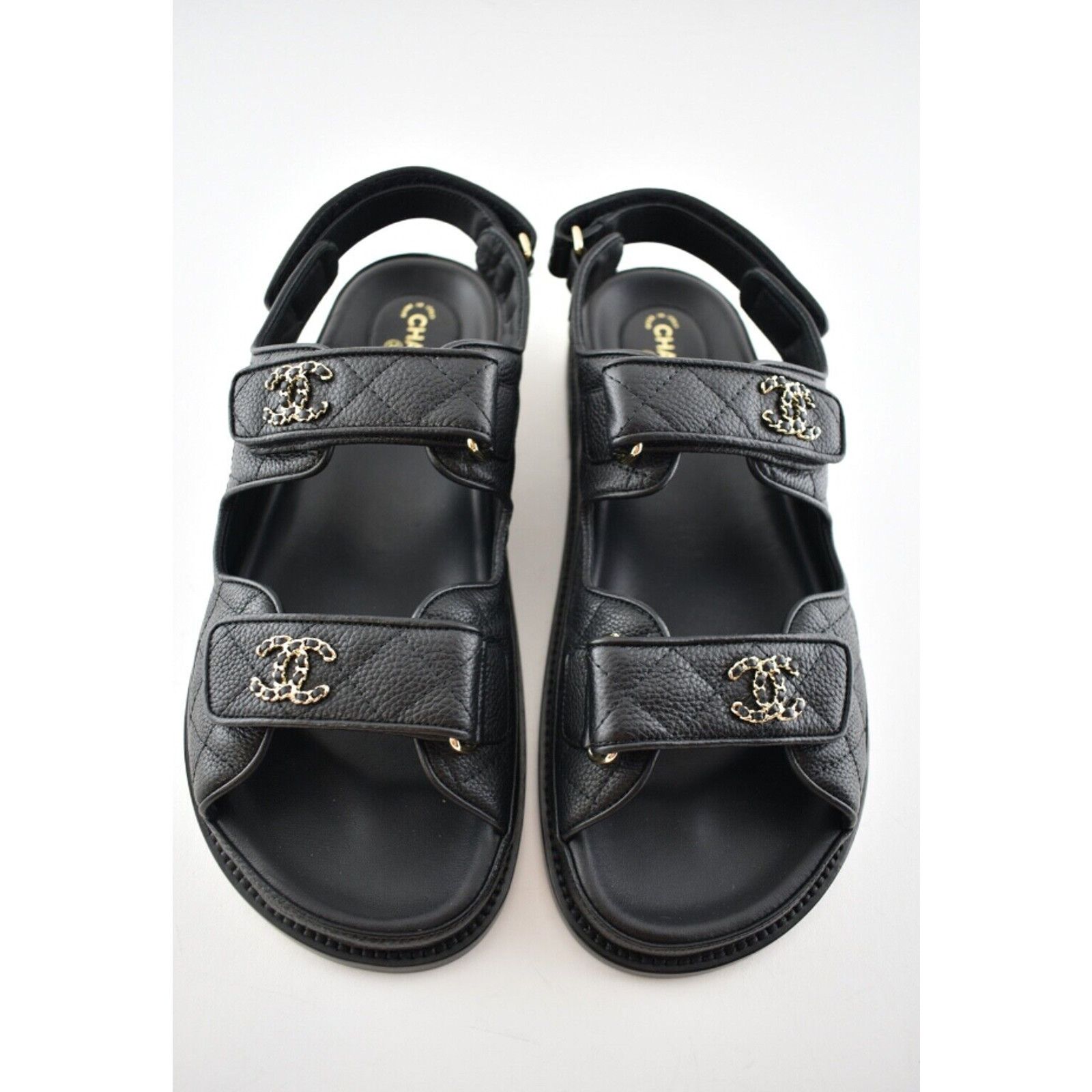 Chanel Chanel REV Black Caviar Gold CC Logo Mule Slide Strap Flat Size US 6.5 / IT 36.5 - 6 Thumbnail