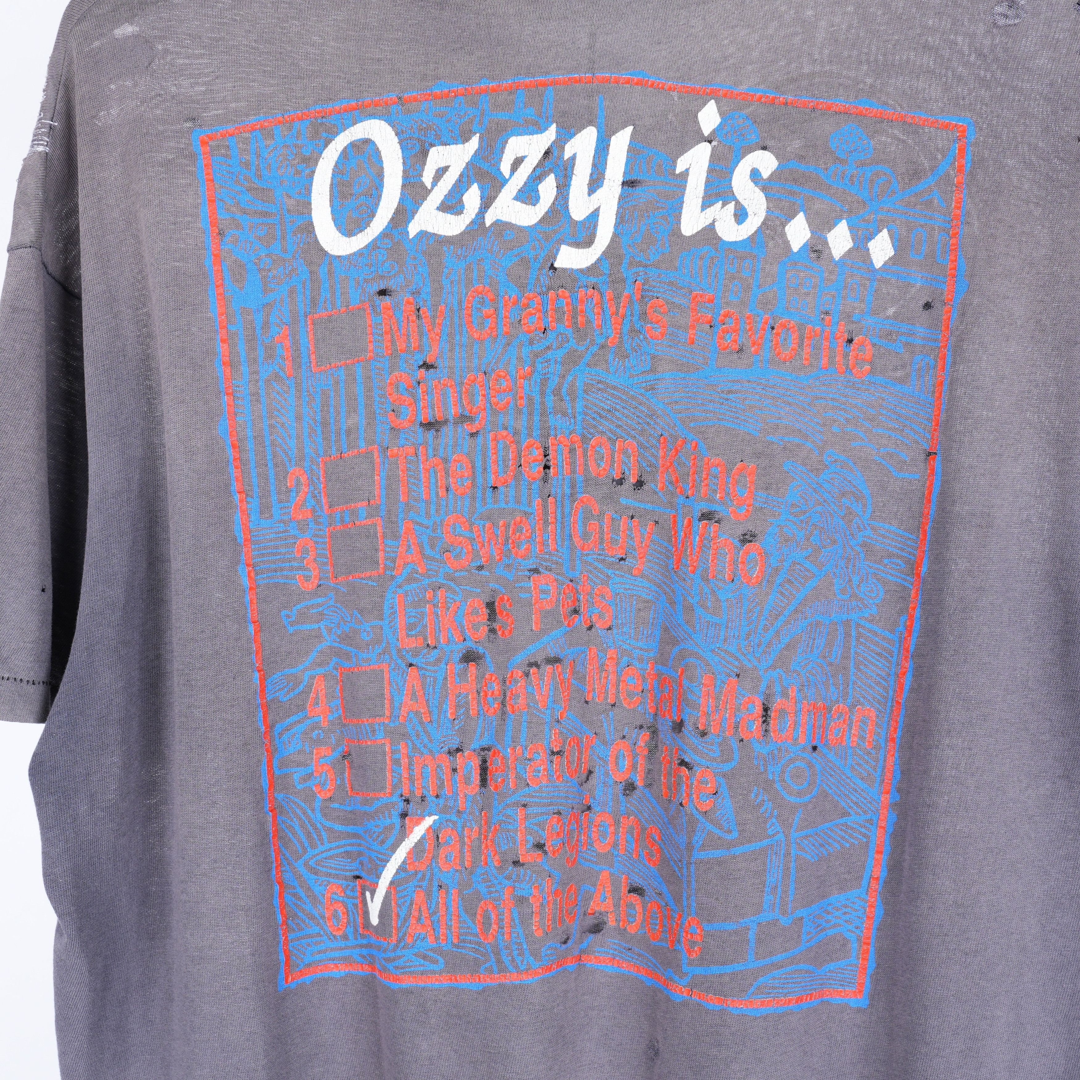 Vintage VINTAGE 1980S OZZY OSBOURNE OZZY IS... CHECKLIST THRASHED FA Size US XL / EU 56 / 4 - 4 Thumbnail