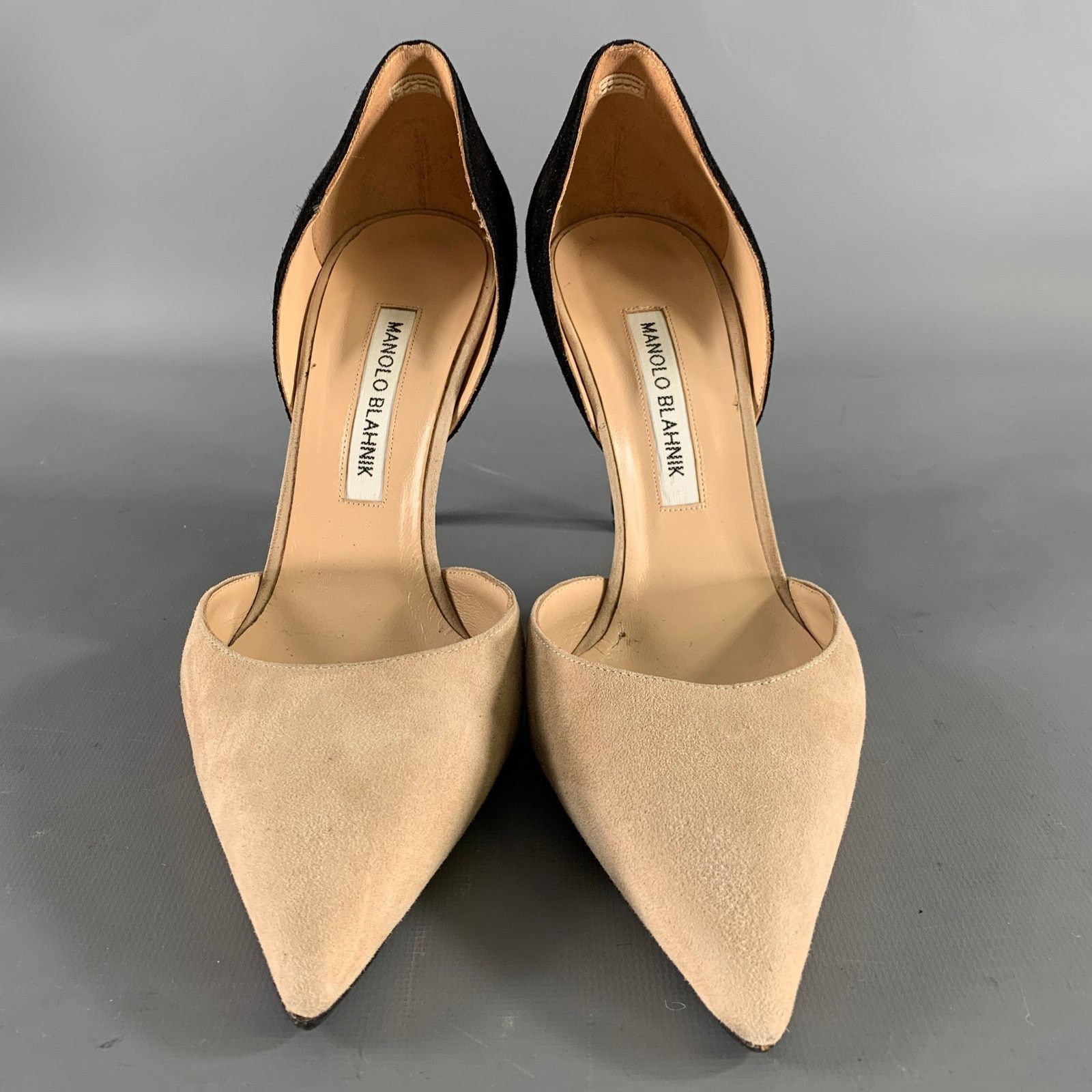 Manolo Blahnik MANOLO BLAHNIK 9.5 Tan Black Suede Pointed Toe Pumps Size US 9.5 / IT 39.5 - 4 Thumbnail