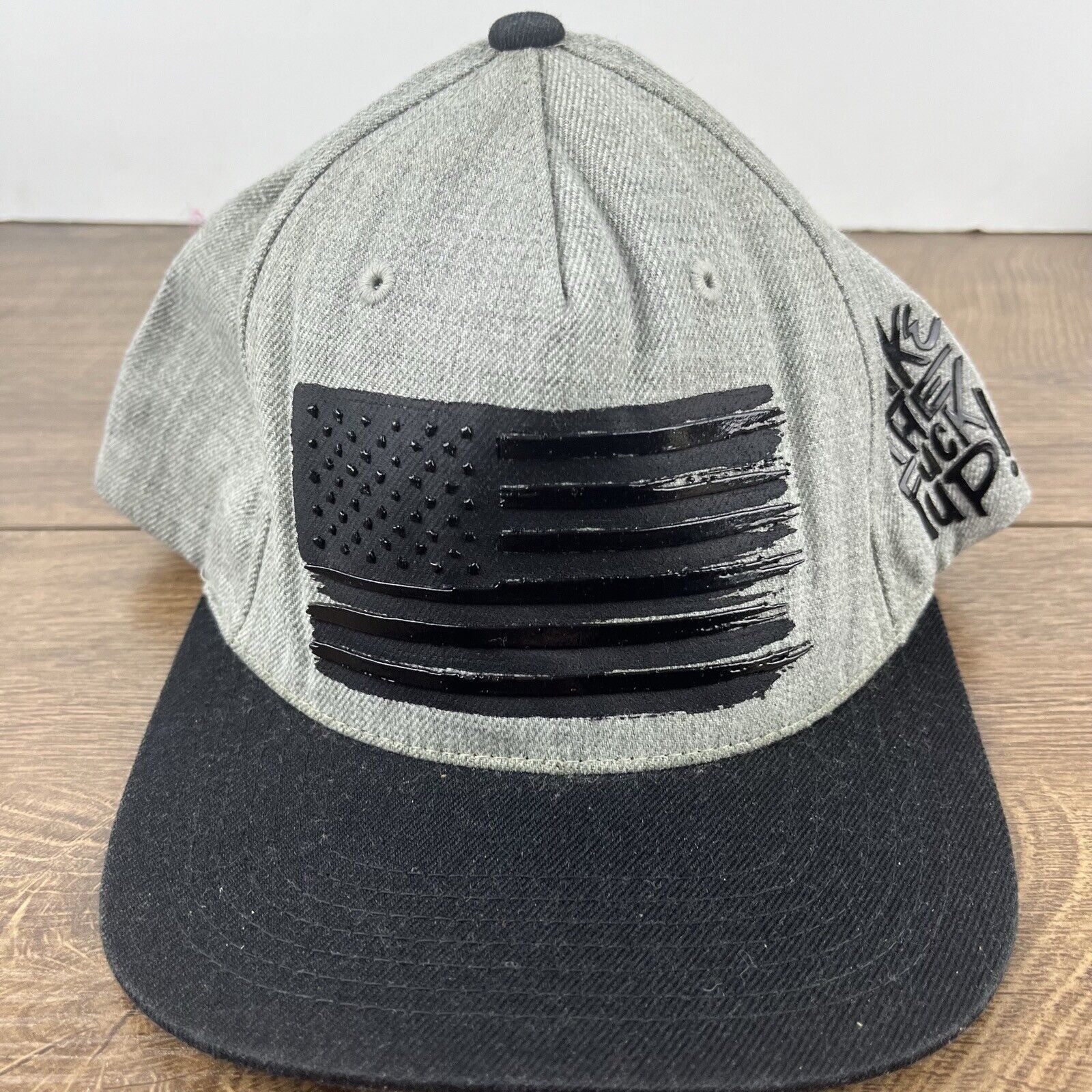 Other Wake the F Up Hat American Flag Snapback Hat Gray Adjustable Size ONE SIZE - 6 Thumbnail
