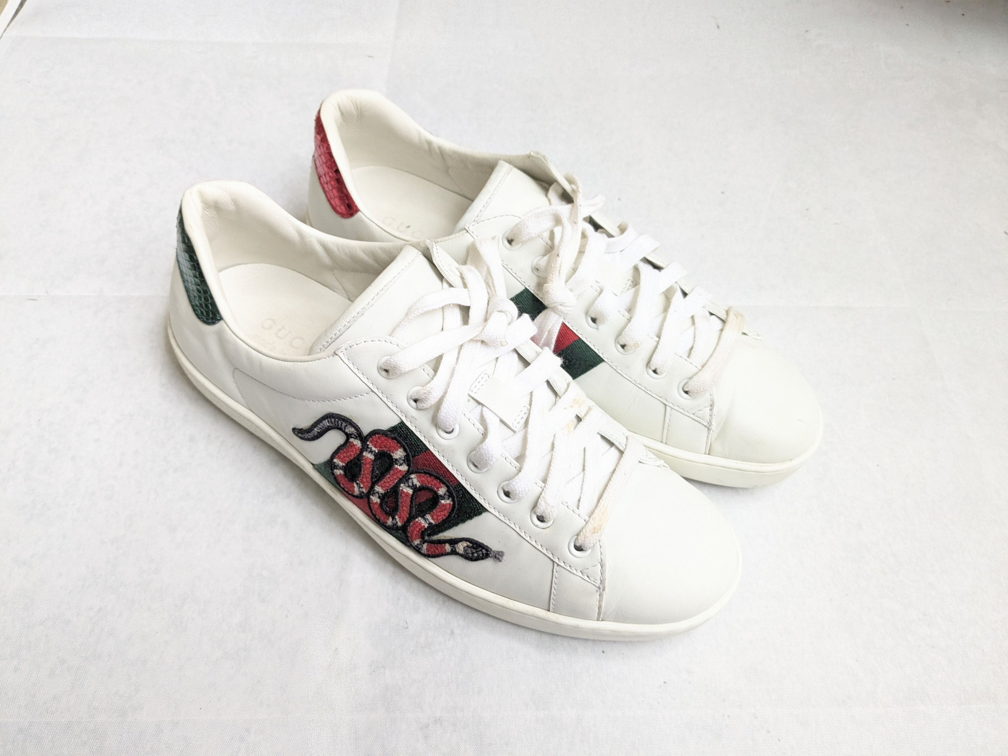 Gucci Gucci Ace Sneakers Snake White 10.5 Low Tops Leather Size US 10.5 / EU 43-44 - 5 Thumbnail