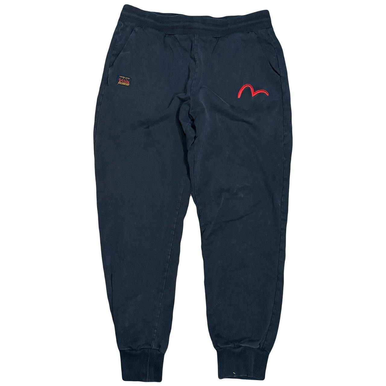 Evisu Y2K Evisu Seagull Print Black Embroidered Cuffed Sweatpants Size US 30 / EU 46 - 1 Thumbnail