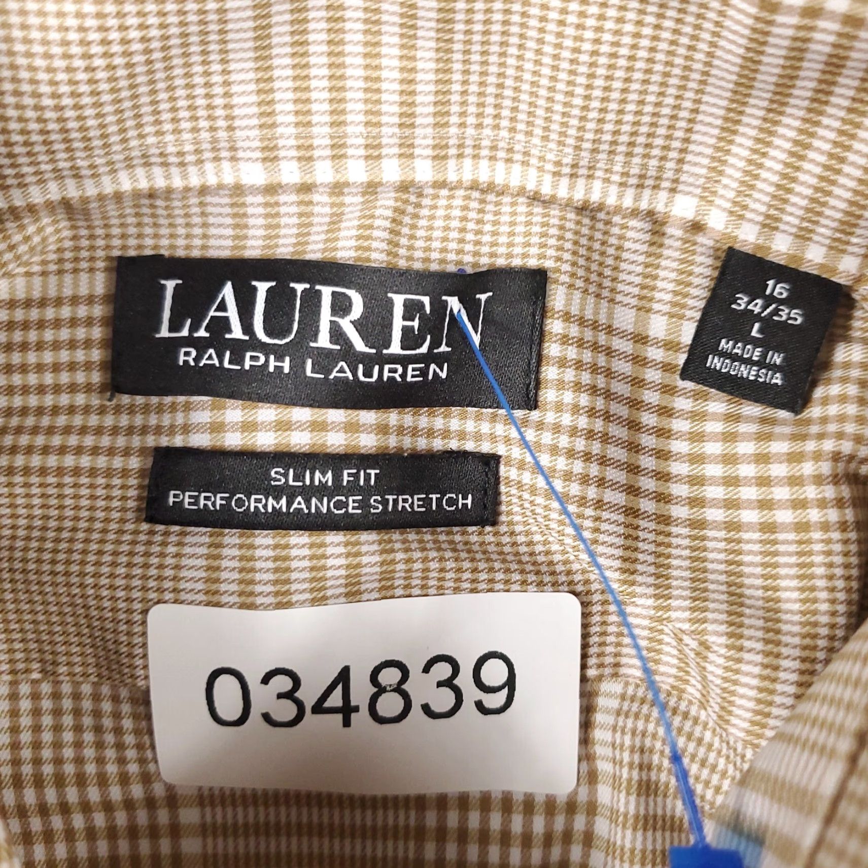 Ralph Lauren VINTAGE Nike Shirt Mens Large Beige Plaid Button Up Long Sleeve Size US L / EU 52-54 / 3 - 6 Thumbnail