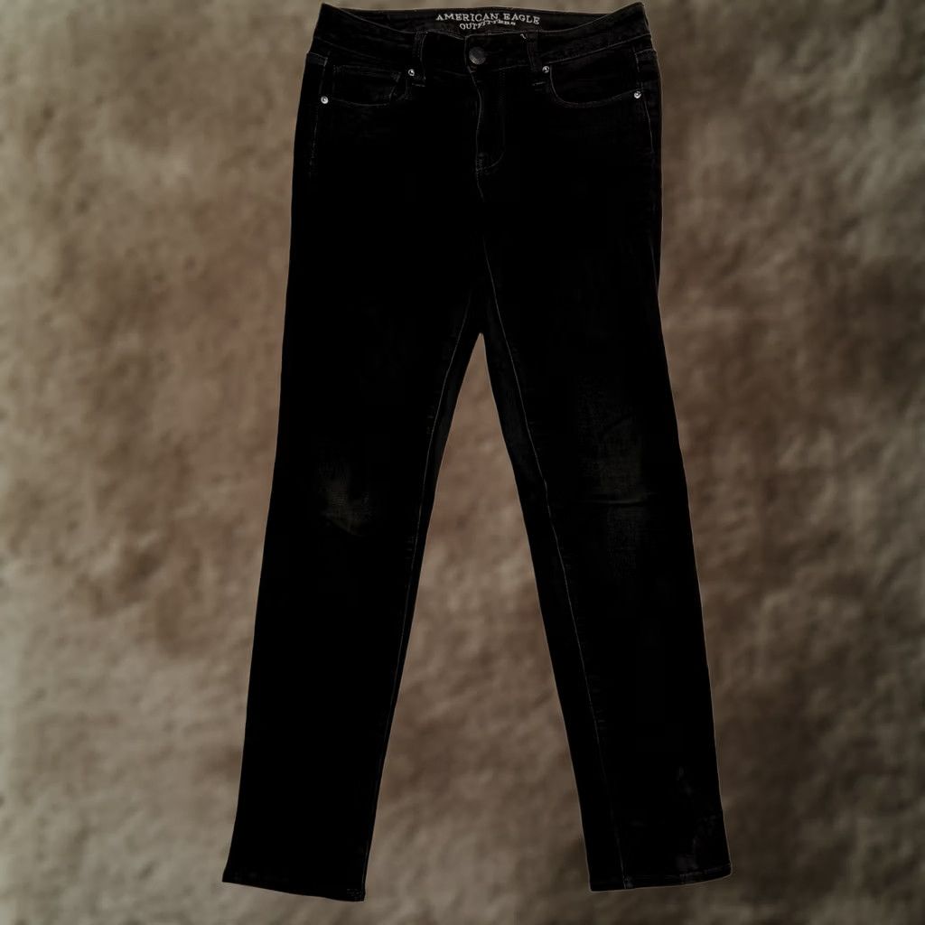 American Eagle Outfitters American Eagle Outfitters Jeans Womens 4 Black Skinny Mid Rise 360 Super Stretch Denim Size 27" / US 4 / IT 40 - 1 Thumbnail