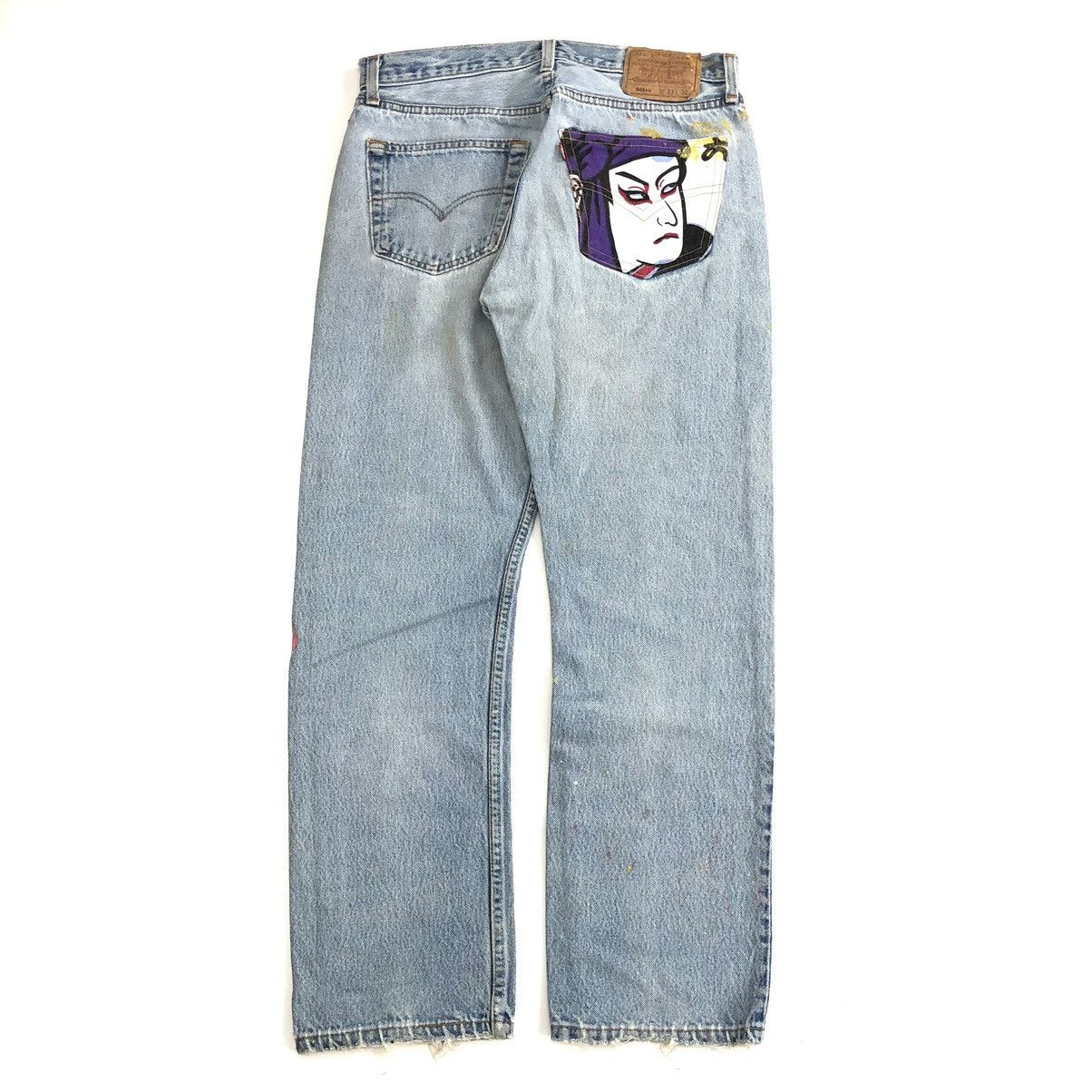 Vintage 90s Levis 501XX Paint Splattered Jeans