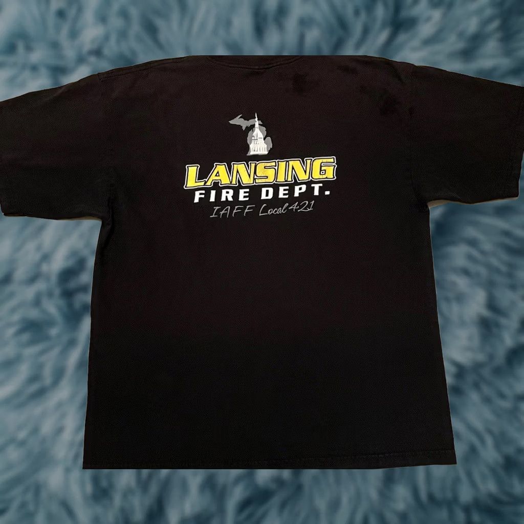 Vintage VINTAGE Lansing Fire Dept Faded Shirt 2XL Black USA Police Fighter Cop Biker Grunge 90s Shirt Mens Size US XXL / EU 58 / 5 - 1 Thumbnail