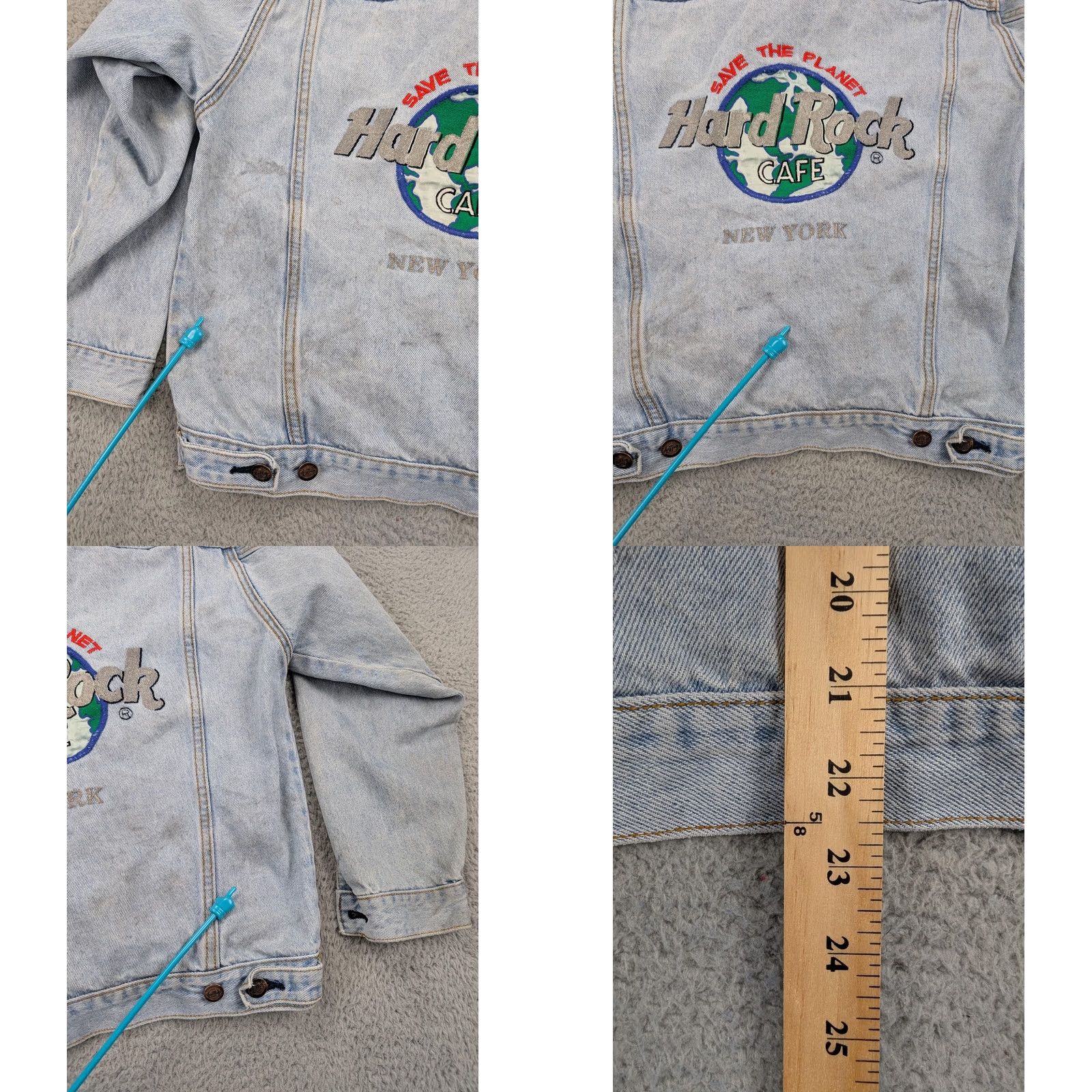 Hard Rock Cafe VINTAGE Hard Rock Cafe Jacket Womens Small Denim Embroidered New York 90s Grunge Jacket Womens Small Denim Embroidered New York 90s Grunge Size S / US 4 / IT 40 - 10 Thumbnail