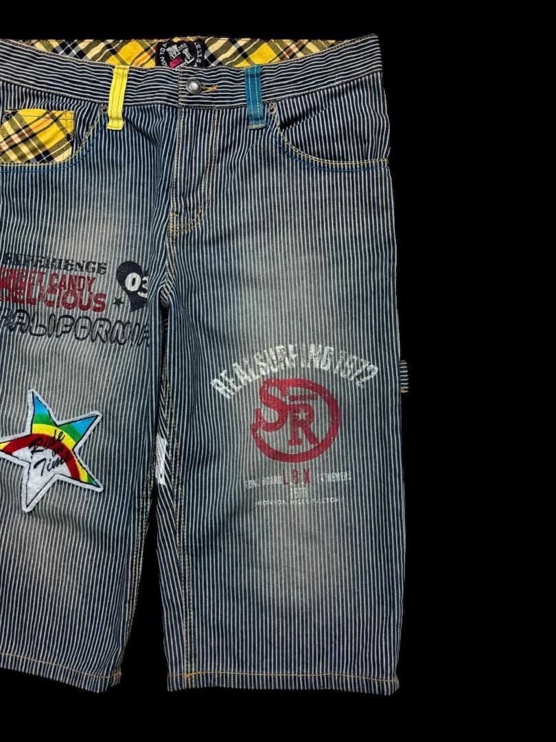 Vintage INSANE Japanese Hickory Short Mudwash Patcher Sick Style Size US 32 / EU 48 - 4 Thumbnail