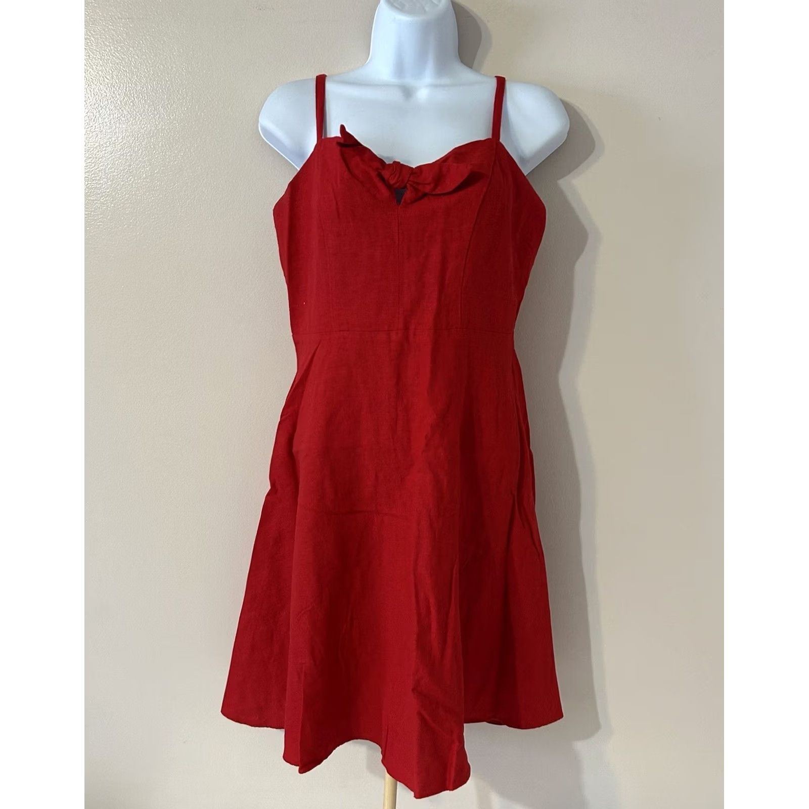 Old Navy Old Navy Linen Blend Cami Dress - Red, S, Knee Length, Sleeveless Size S / US 4 / IT 40 - 5 Thumbnail
