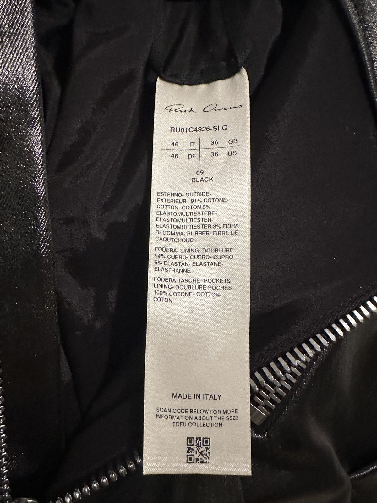 Rick Owens Rick Owens Easy Strobe Cargo Black Lacquered Denim Size US 28 / EU 44 - 3 Thumbnail