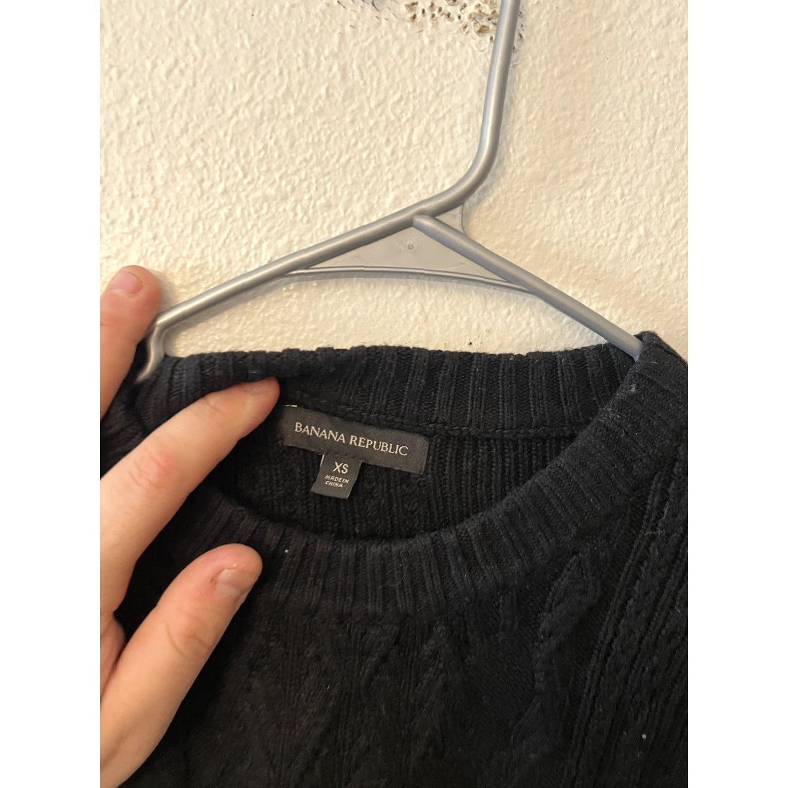 Banana Republic BANANA REPUBLIC Black Chunky Knit Fisherman Sweater Wool Lightweight Womens XS Size XS / US 0-2 / IT 36-38 - 3 Thumbnail