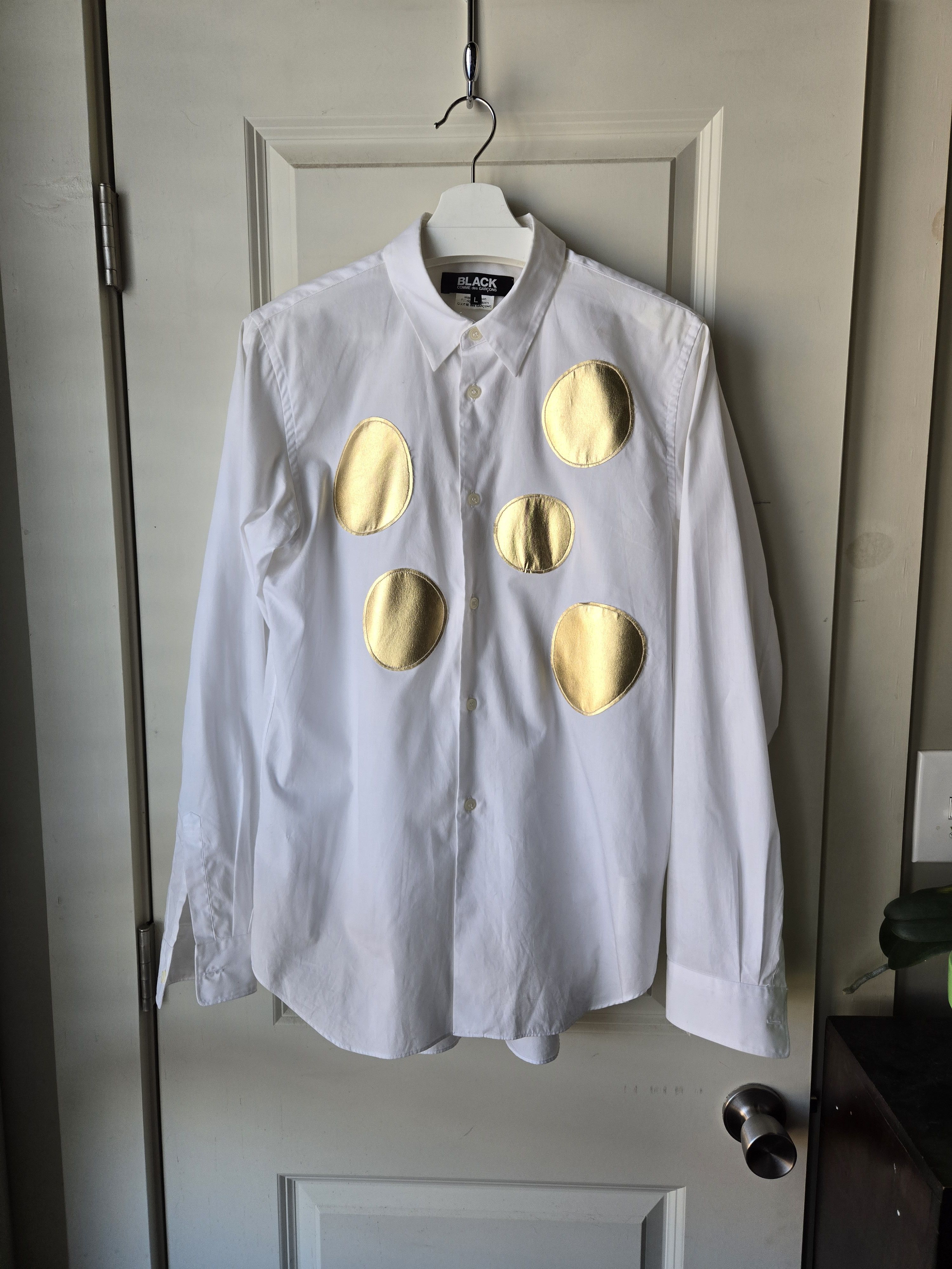 Comme des Garcons Black White Gold Applique Shirt Comme Size US L / EU 52-54 / 3 - 1 Thumbnail