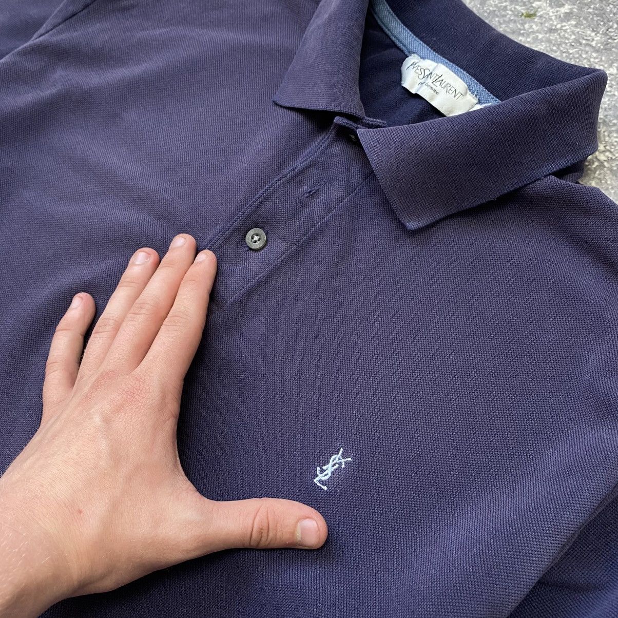 Vintage Luxury Yves Saint Lauren small logo vintage faded polo Size US L / EU 52-54 / 3 - 3 Thumbnail