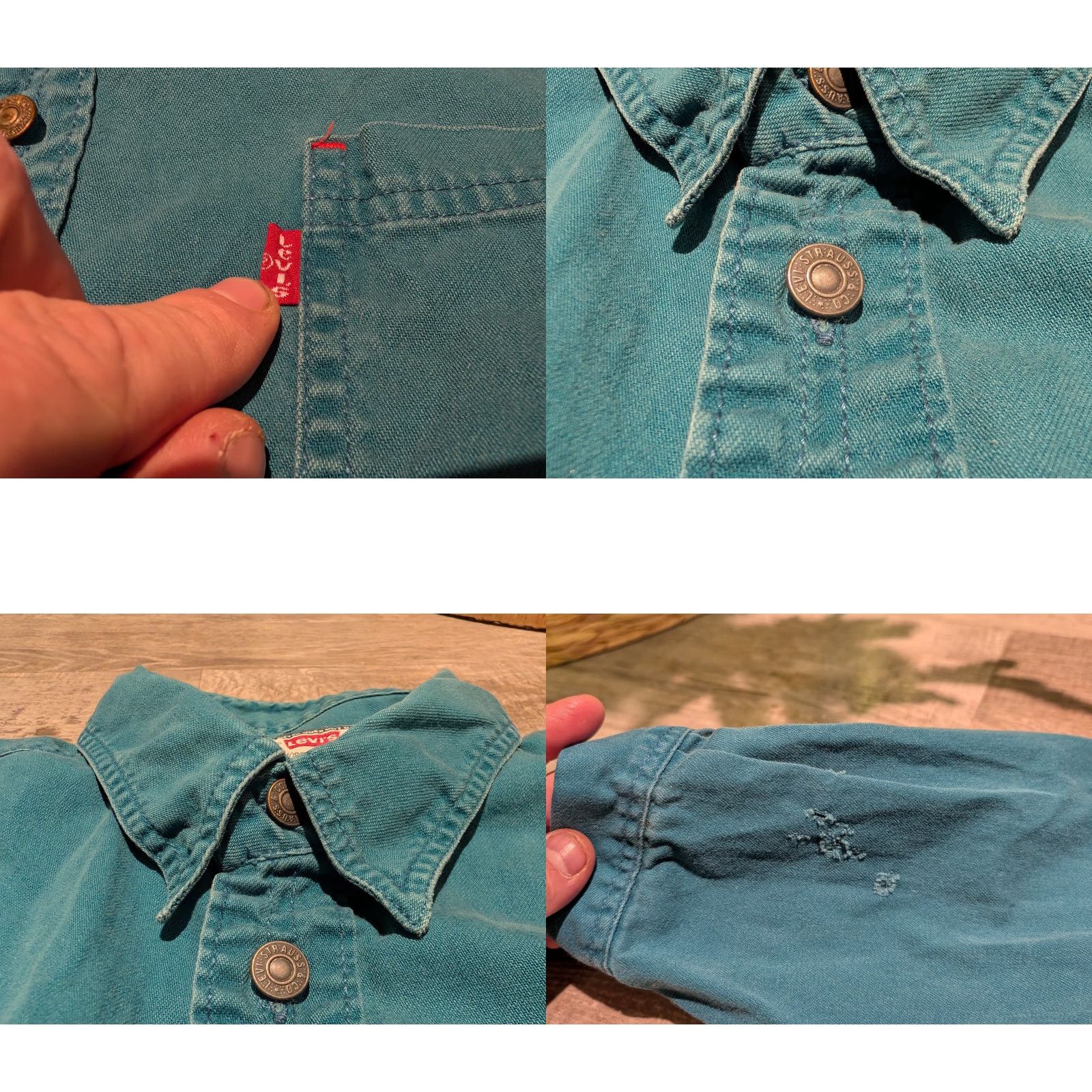 Levi's VINTAGE Levi's Teal Green Collared Work Shirt Button Front Long Sleeve Mens M Size US M / EU 48-50 / 2 - 8 Thumbnail