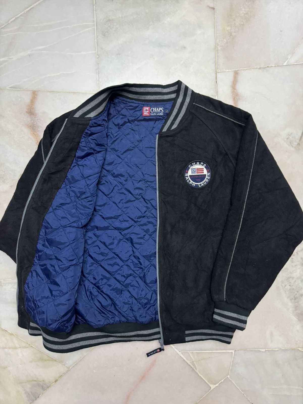 Vintage 💥VINTAGE 90's BASIC JACKET CHAPS RALPH LAUREN SHERPA BLACK Size US L / EU 52-54 / 3 - 10 Thumbnail