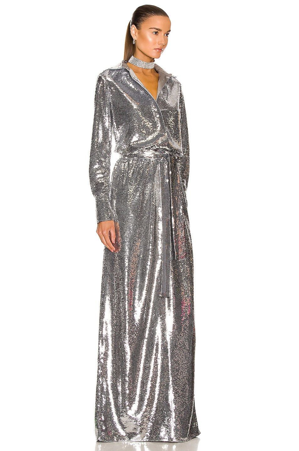 Tom Ford o1loc1c1224 AB3072 Liquid Sequin Gown in Silver Size XL / US 12-14 / IT 48-50 - 2 Thumbnail