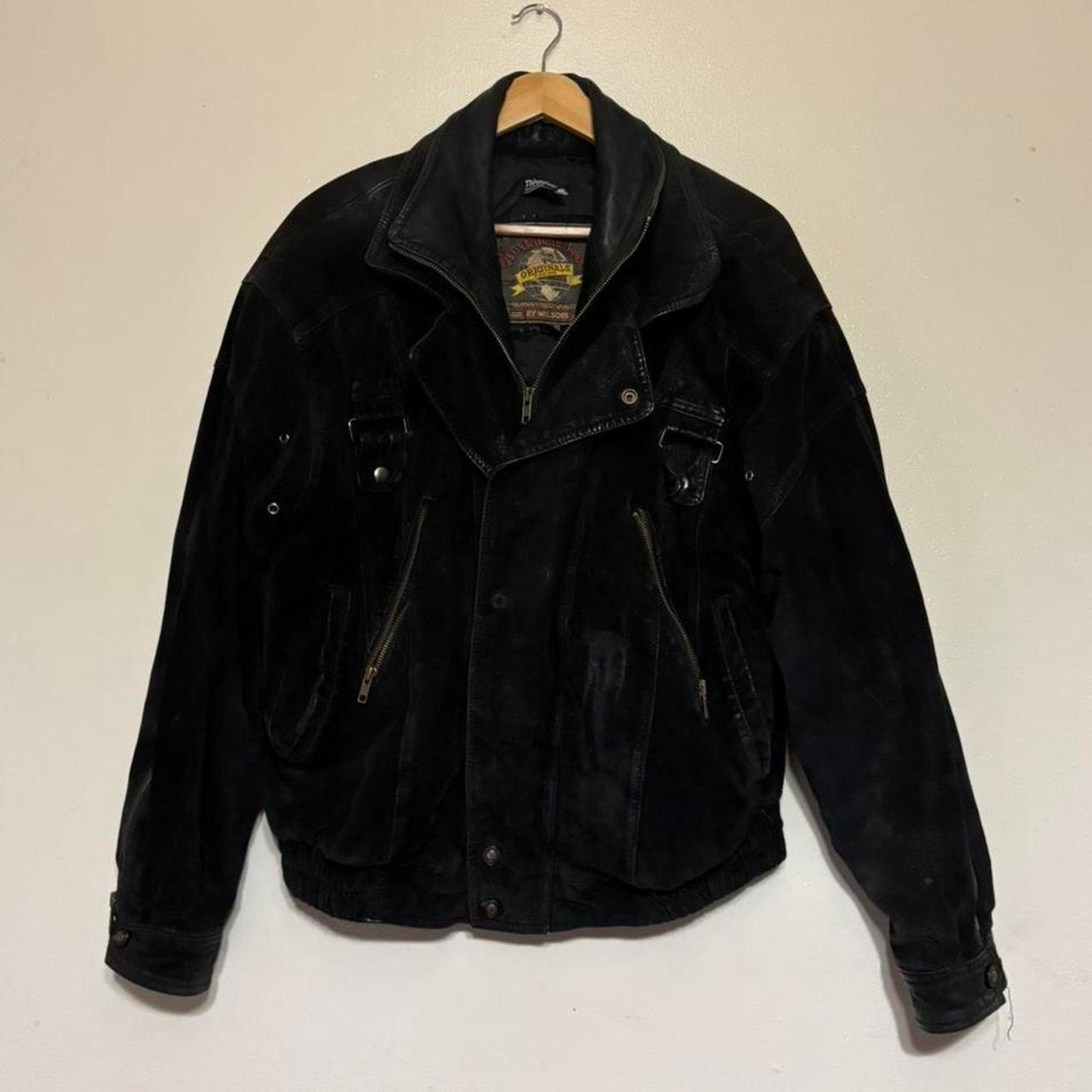 Wilsons Leather Vintage Wilson’s Adventure Bound Black Suede Biker Jacket Size US L / EU 52-54 / 3 - 1 Thumbnail
