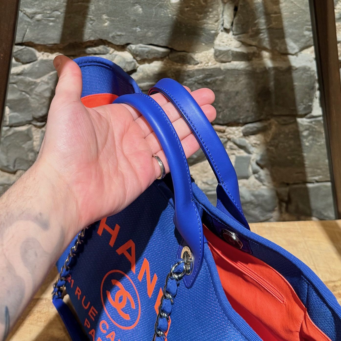 Chanel Chanel SS21 Electric Blue Orange Medium Deauville Tote Bag Size ONE SIZE - 4 Thumbnail