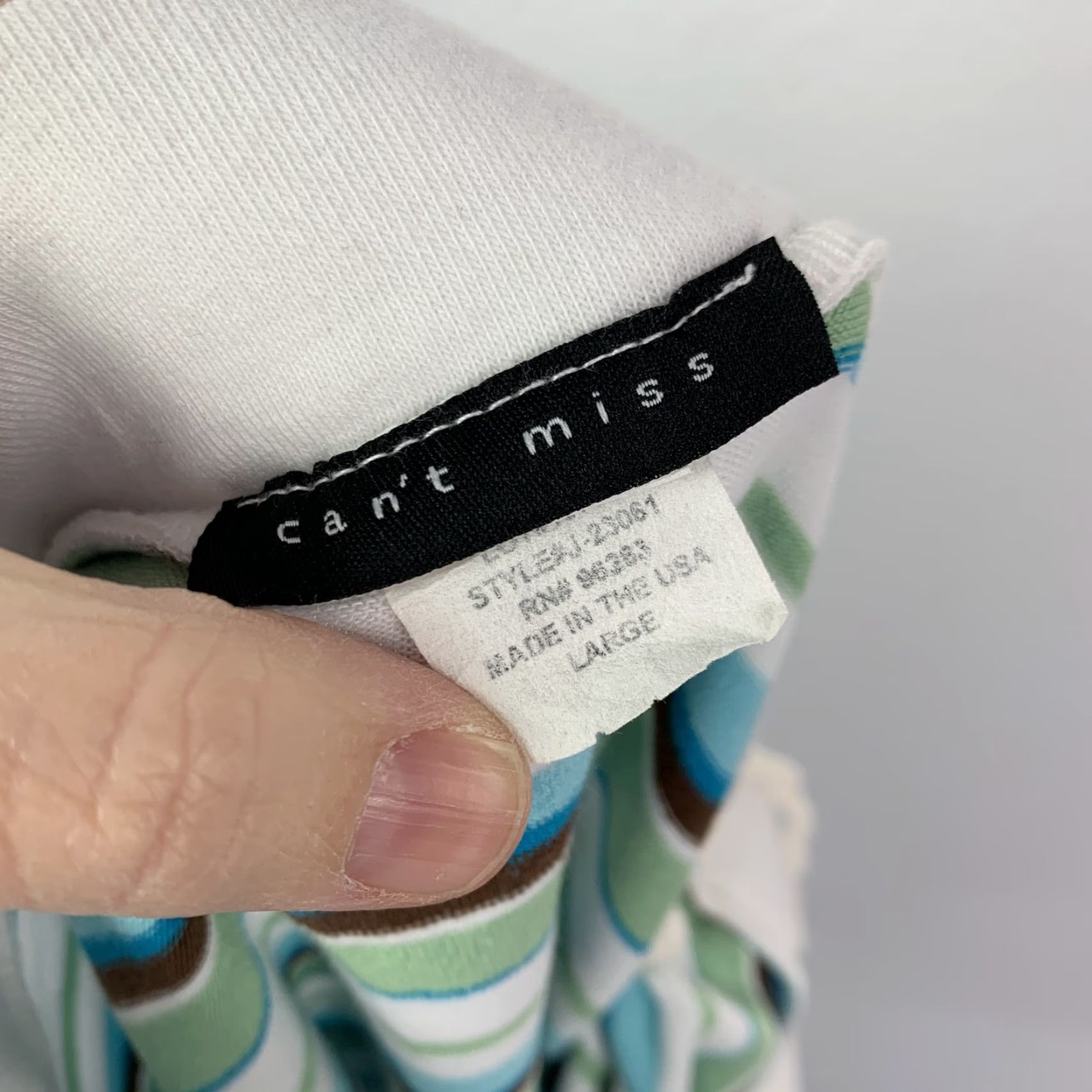 Vintage Juniors Tube Top Striped Y2K Cant Miss Large Strapless Ruched Drawstring Green Blue Size L / US 10 / IT 46 - 5 Thumbnail