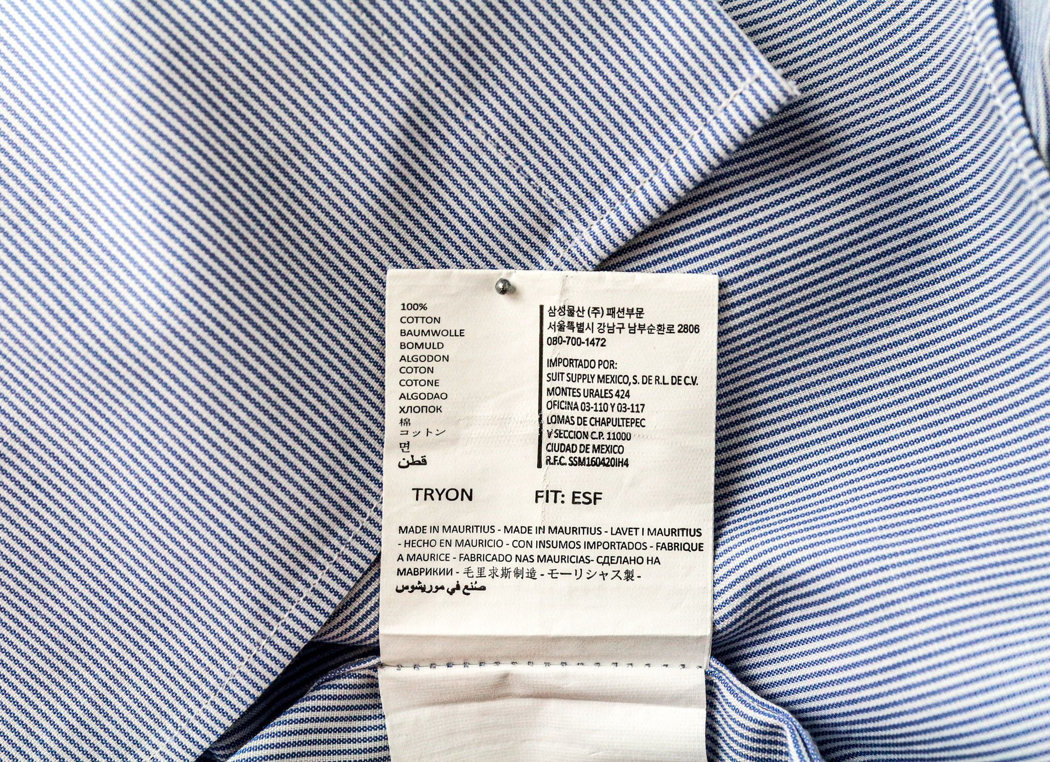 Suitsupply 40/15 3/4 Extra Slim Blue Cotton Cutaway Shirt 76964 Size 40R - 7 Thumbnail