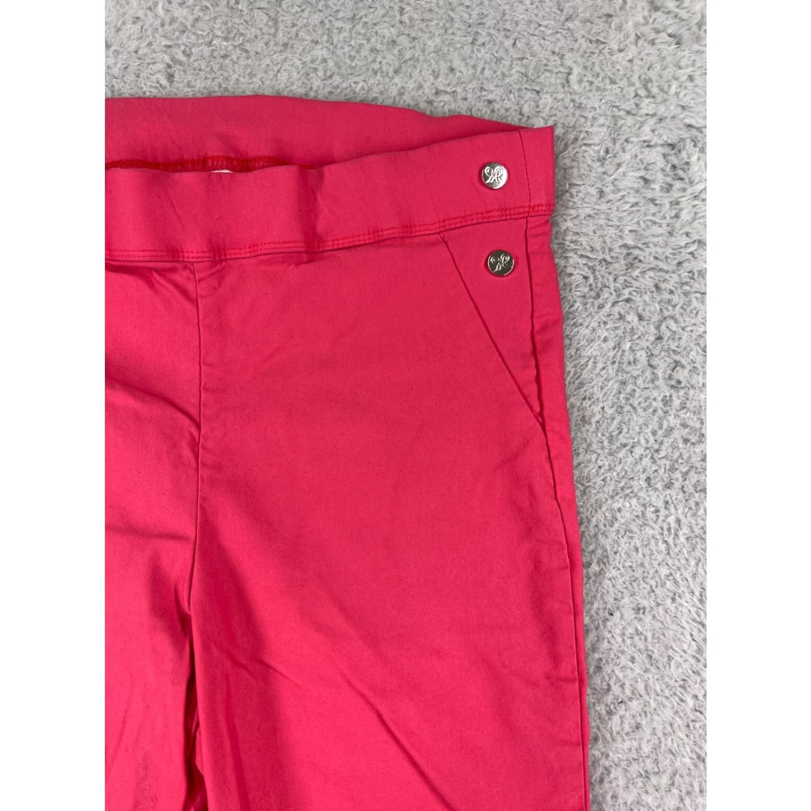 Vintage Rafaella Pants Women 12 Pink Straight Leg Chino Viscose Blend Stretch Twill Size 34" / US 12 / IT 48 - 7 Thumbnail