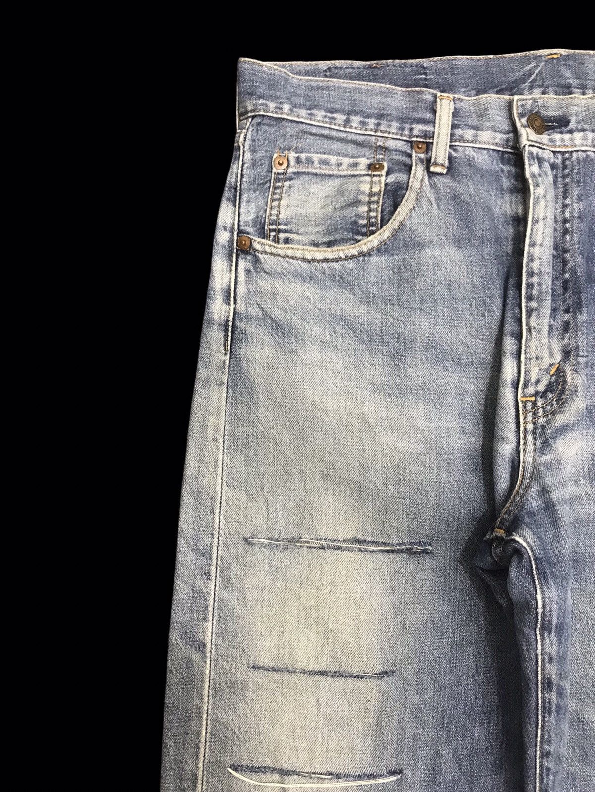 Levi's 💥THRASHED💥Vintage Levis 551ZXX BIG E LVC Thrshd Denim F182 Size US 33 - 3 Thumbnail