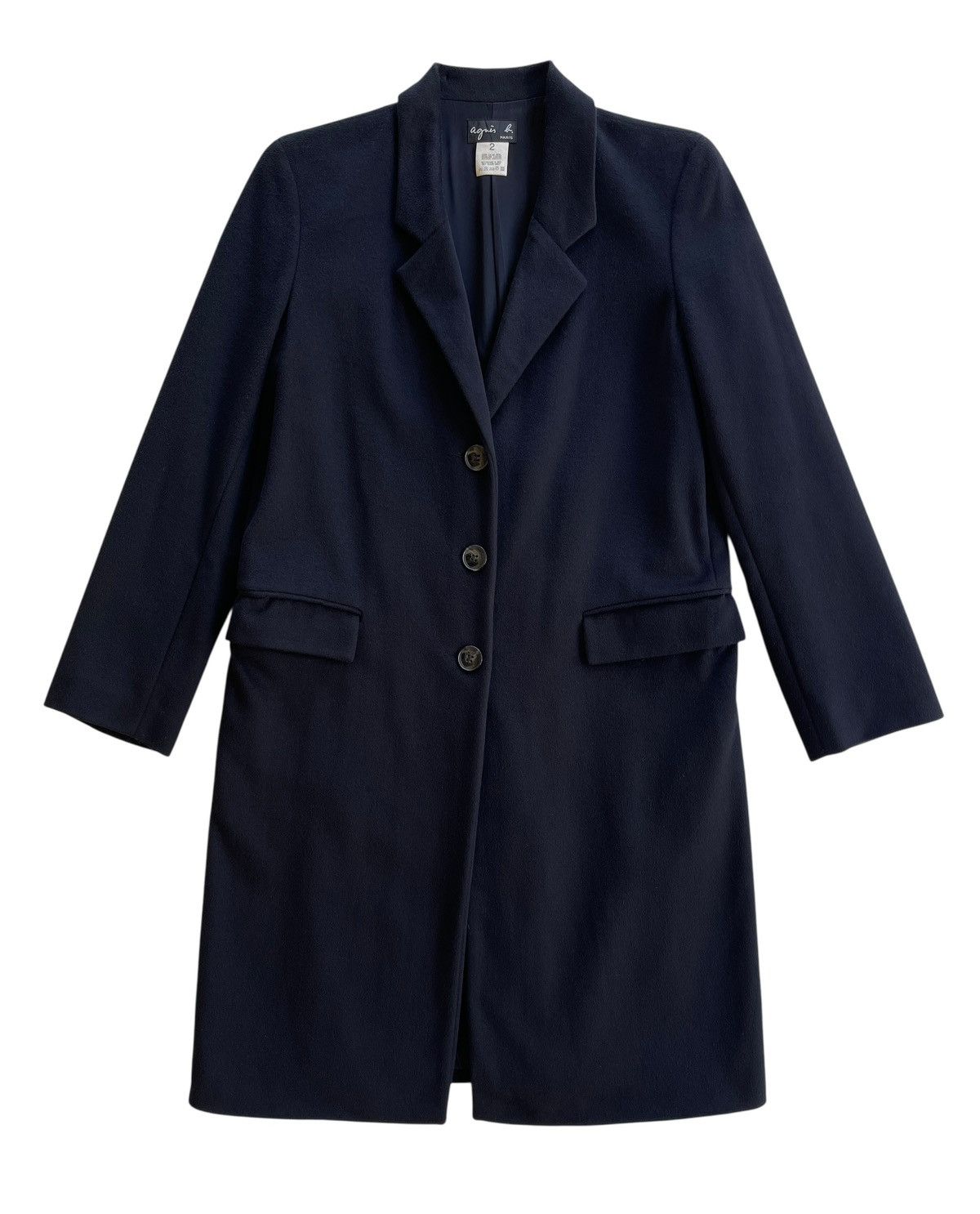 agnes b. Agnes B. Wool Dark Blue Longcoat Size S / US 4 / IT 40 - 1 Thumbnail