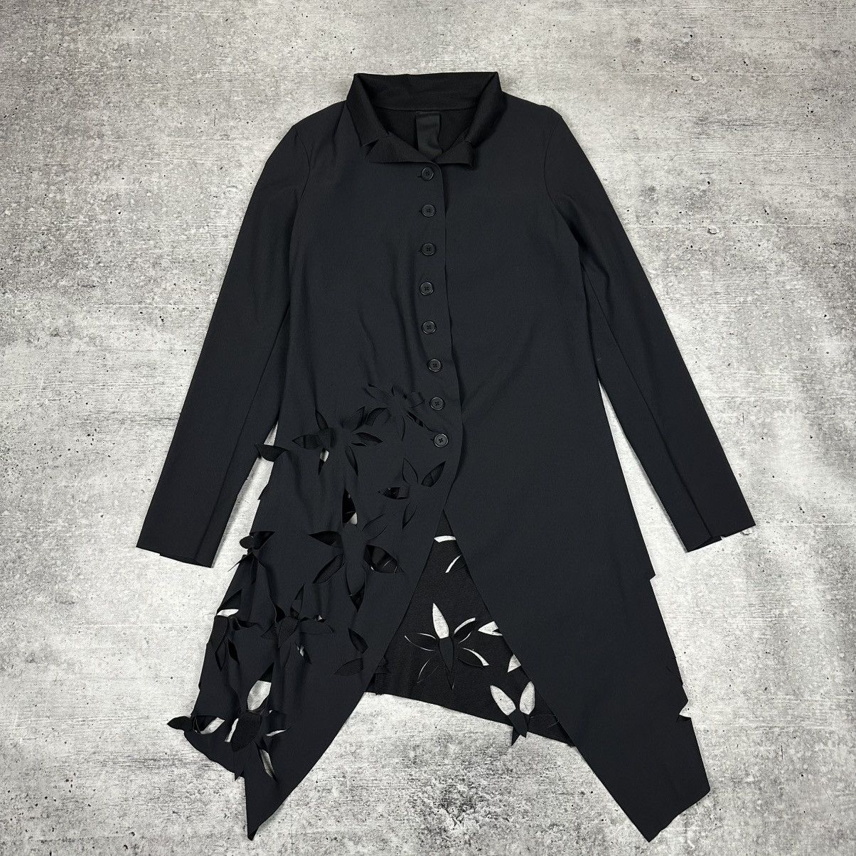 Rundholz Rundholz Black Label Coat Flower Cutouts Black Nylon Women Size S / US 4 / IT 40 - 1 Thumbnail