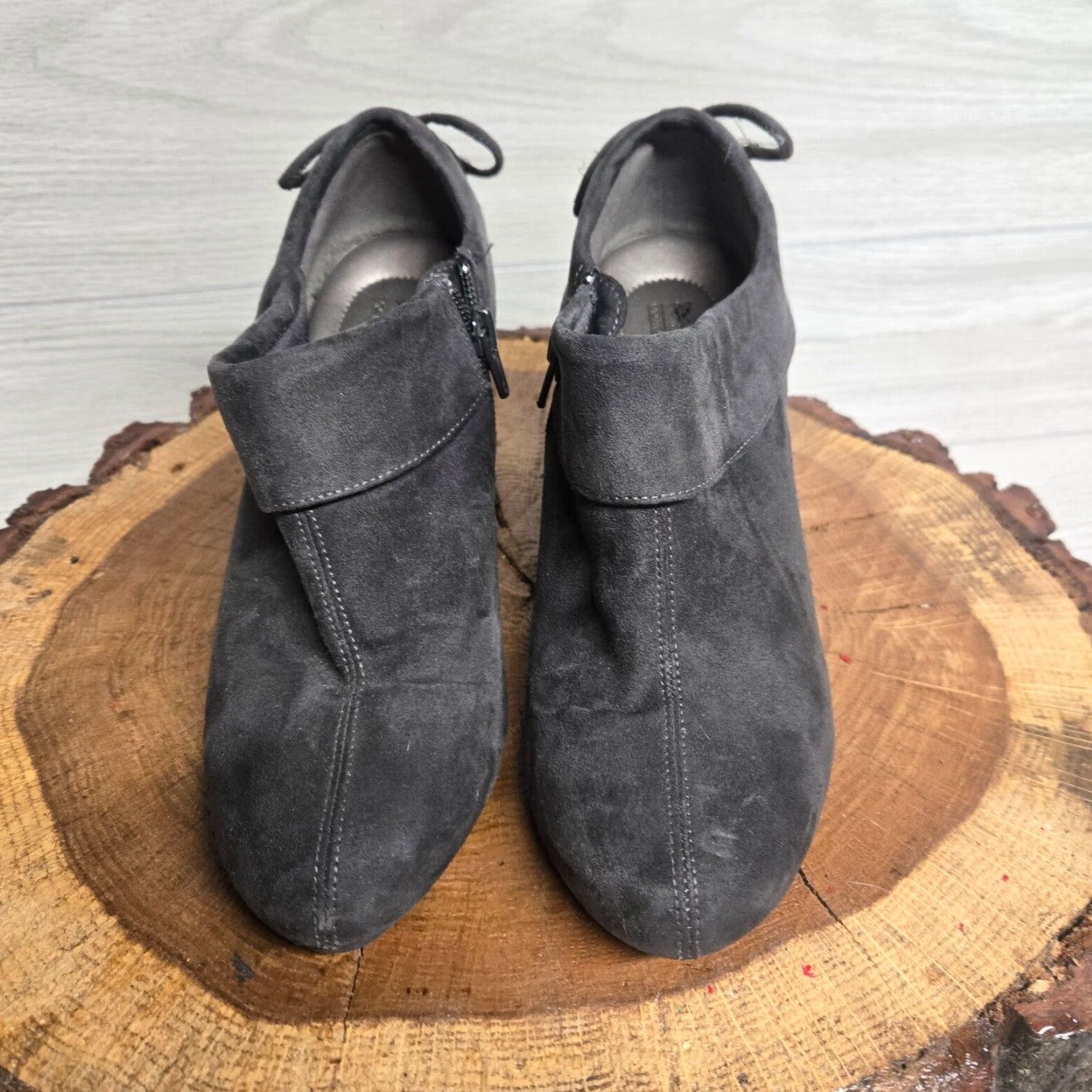 Coach VINTAGE Coach & Four Booties Women 7.5 Black Suede Slip On Ankle Boot High Cone Heel - Women’s Size 7.5 Black Suede Boots Size US 7.5 / IT 37.5 - 3 Thumbnail