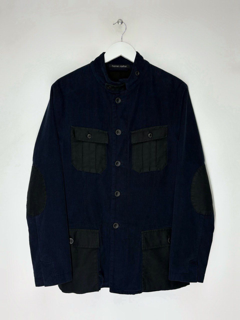 hannes roether Hannes Roether Navy Blue Corduroy Jacket With Black Pockets Size US M / EU 48-50 / 2 - 1 Thumbnail