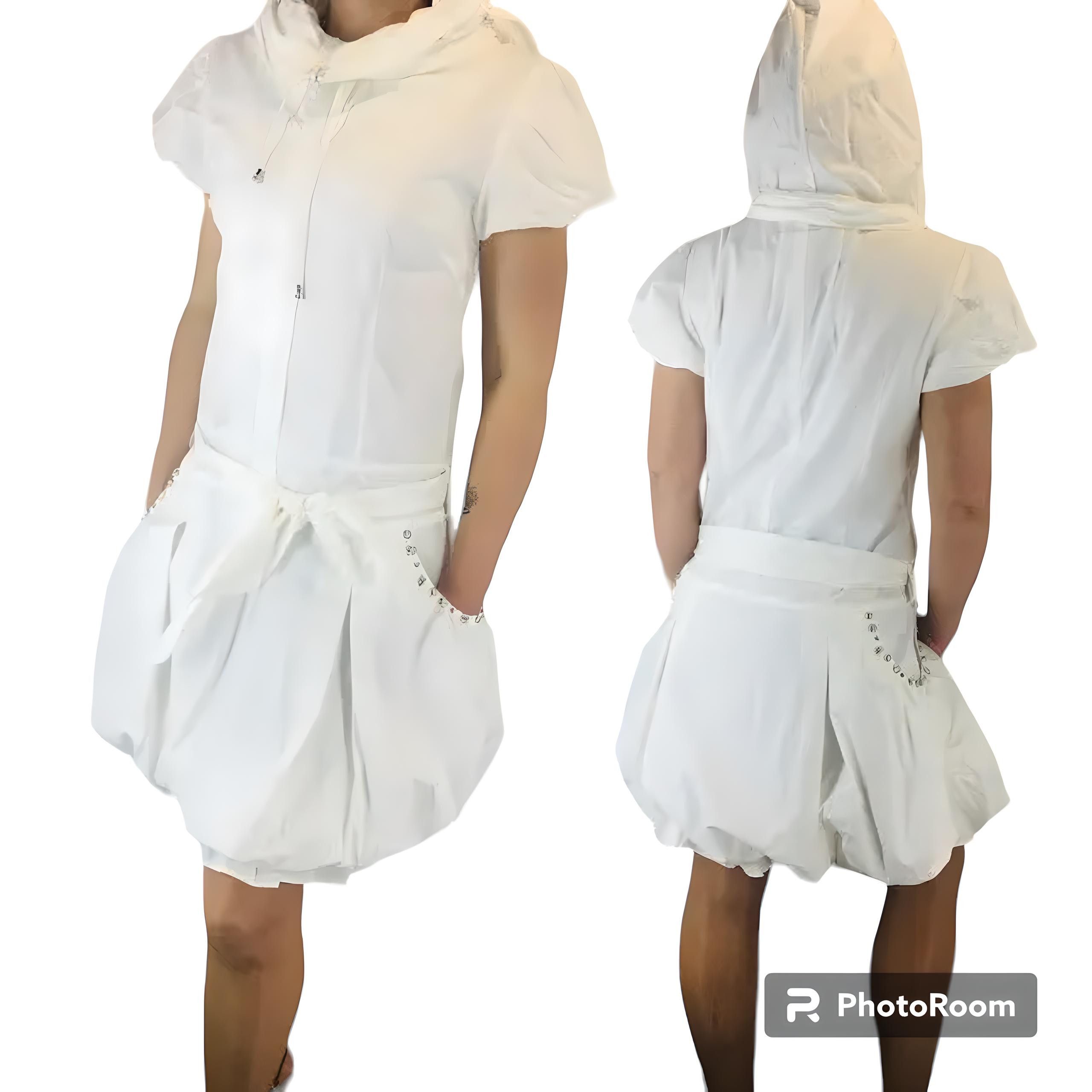 Other White Parachute Mini Dress Hooded Avant Garde Sz M NEW Size M / US 6-8 / IT 42-44 - 1 Thumbnail