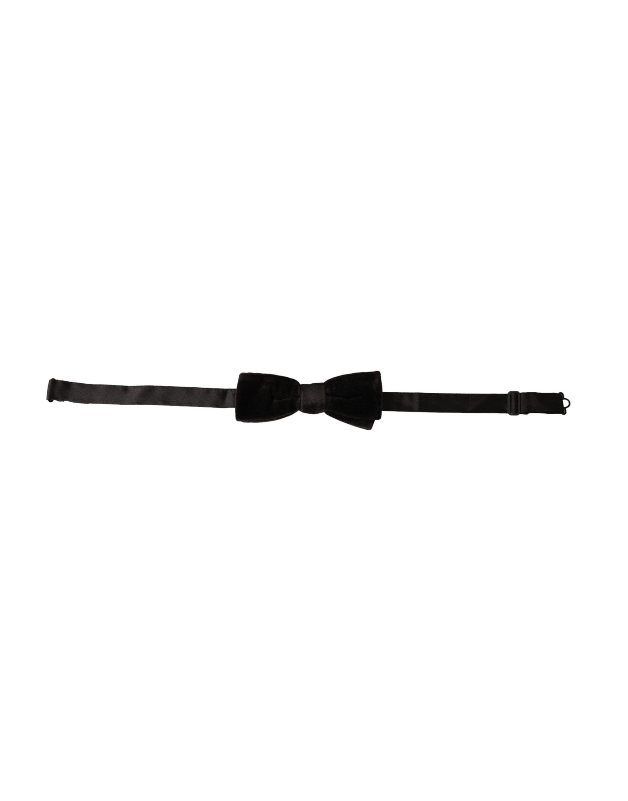 Dolce & Gabbana Black Velvet Cotton Adjustable Neck Men Bow Men's Tie Size ONE SIZE - 1 Thumbnail