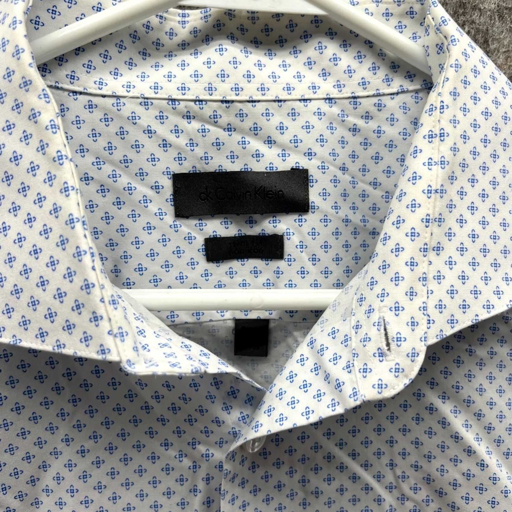 Calvin Klein VINTAGE Calvin Klein Shirt Men 17 34/35 Button-Down All over Logo White Blue Casual Formal Workplace Men Size US XL / EU 56 / 4 - 4 Thumbnail