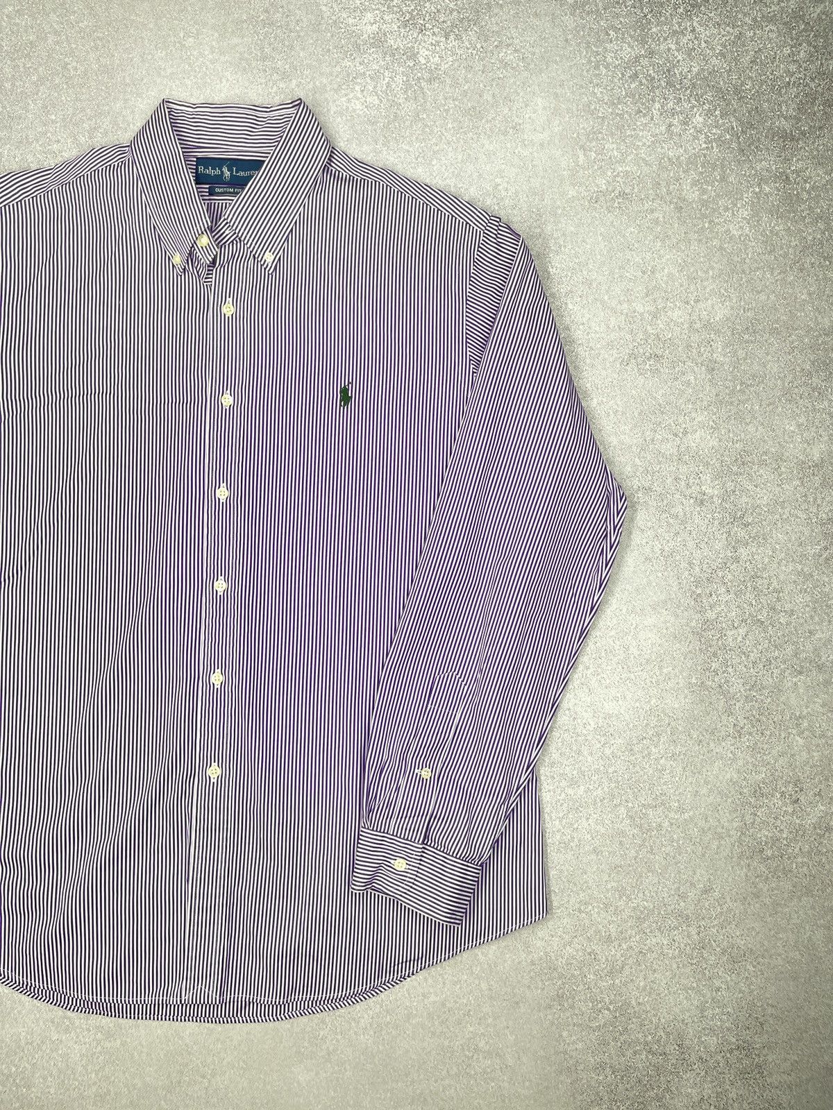 Polo Ralph Lauren Vintage Polo Ralph Lauren Striped Shirt Purple Y2K Rugby RRL Size US XL / EU 56 / 4 - 3 Thumbnail