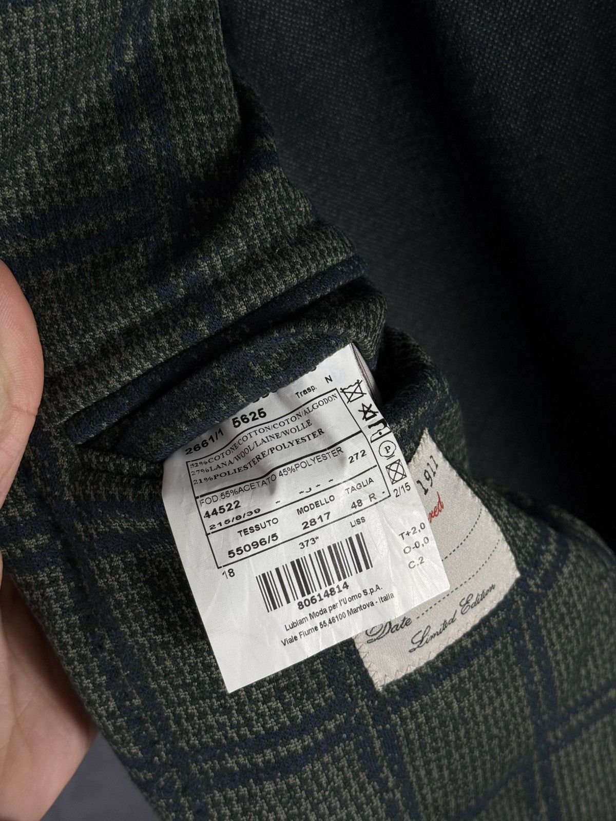 L.B.M. 1911 L.B.M. 1911 Olive Green Check Wool-Blend Men’s Blazer 48R Size 48L - 12 Thumbnail