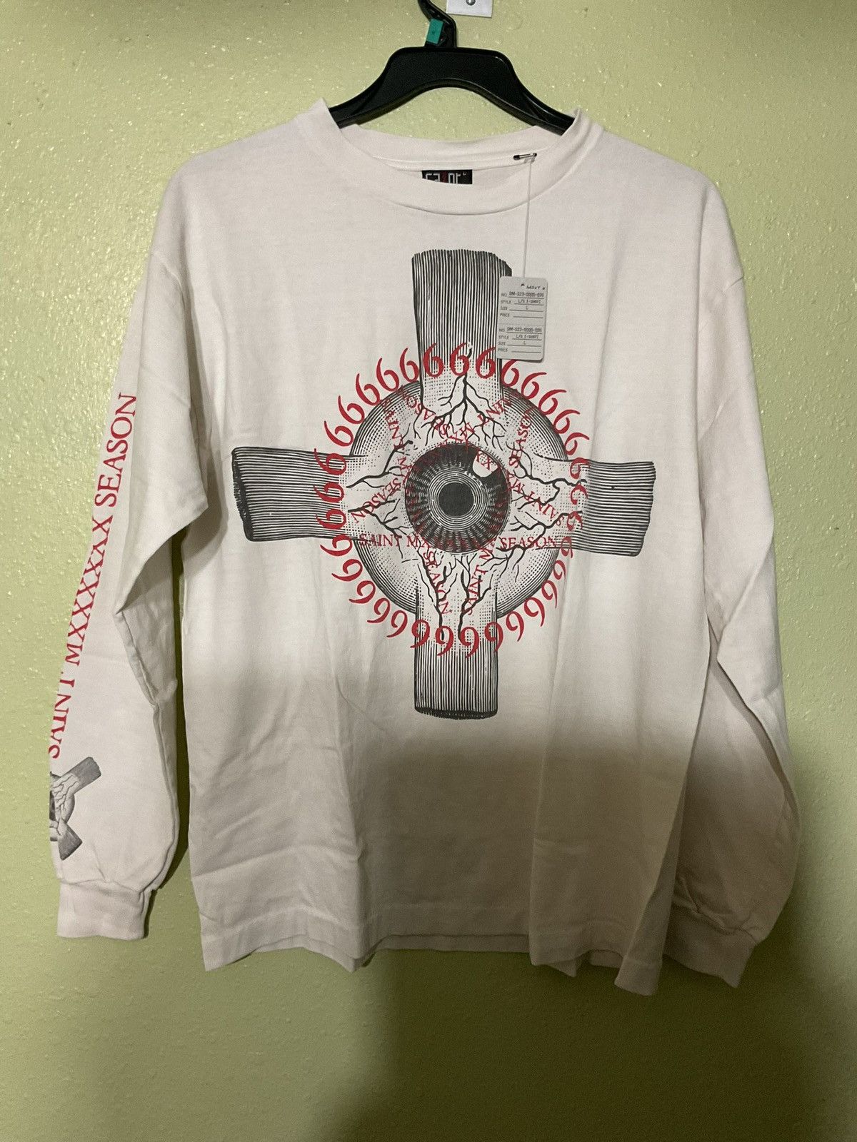 image of Saint Michael Saint Micheal Eyeball Tee in White, Men's (Size Large)